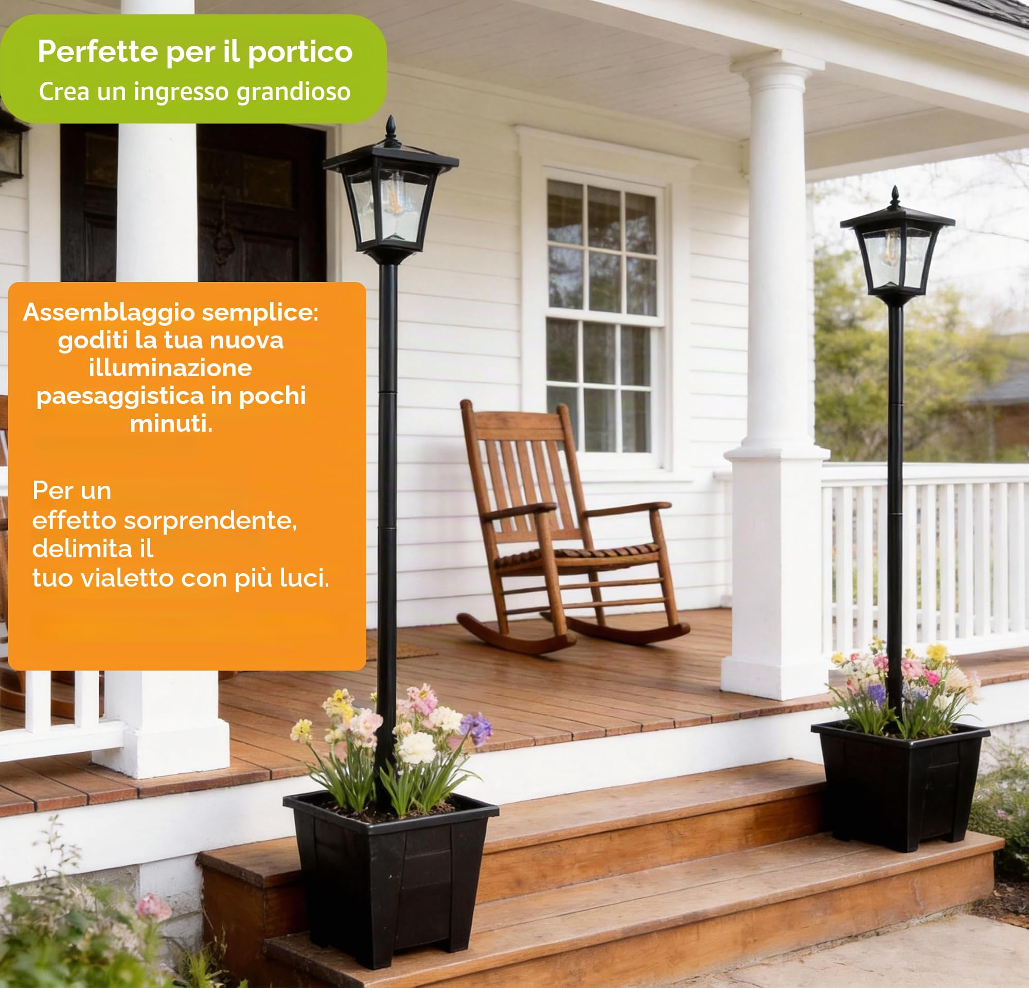 Lampione Solare con Vaso, Altezza Regolabile 102-150cm Vintage | Nero | 3000K Caldo | IP44 | Metallo + Plastica | Sensore Crepuscolare | Vaso φ19.5×23cm | Senza Cavo | Giardino Ingresso