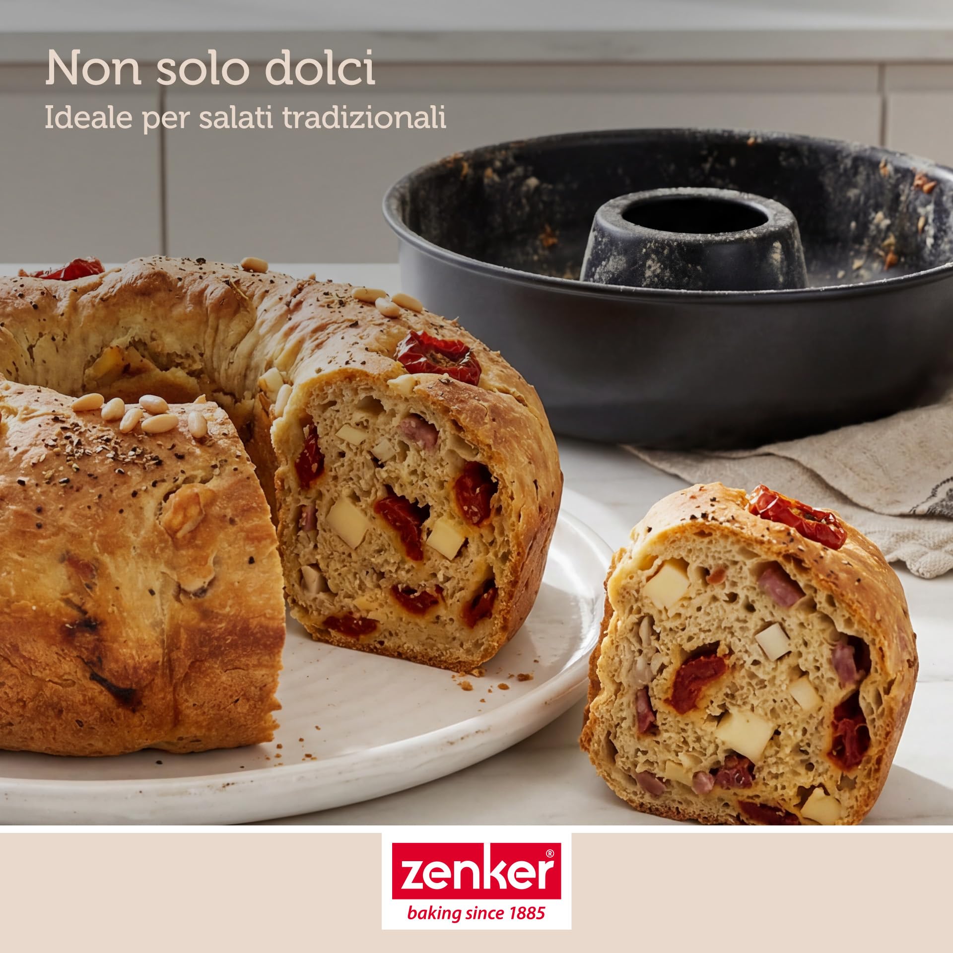 Zenker Stampo per Ciambella Liscia con Foro Centrale Ø28 x 7cm, in Acciaio Carbon Steel con rivestimento Antiaderente, per Casatiello, Tortano e dolci tradizionali Italiani