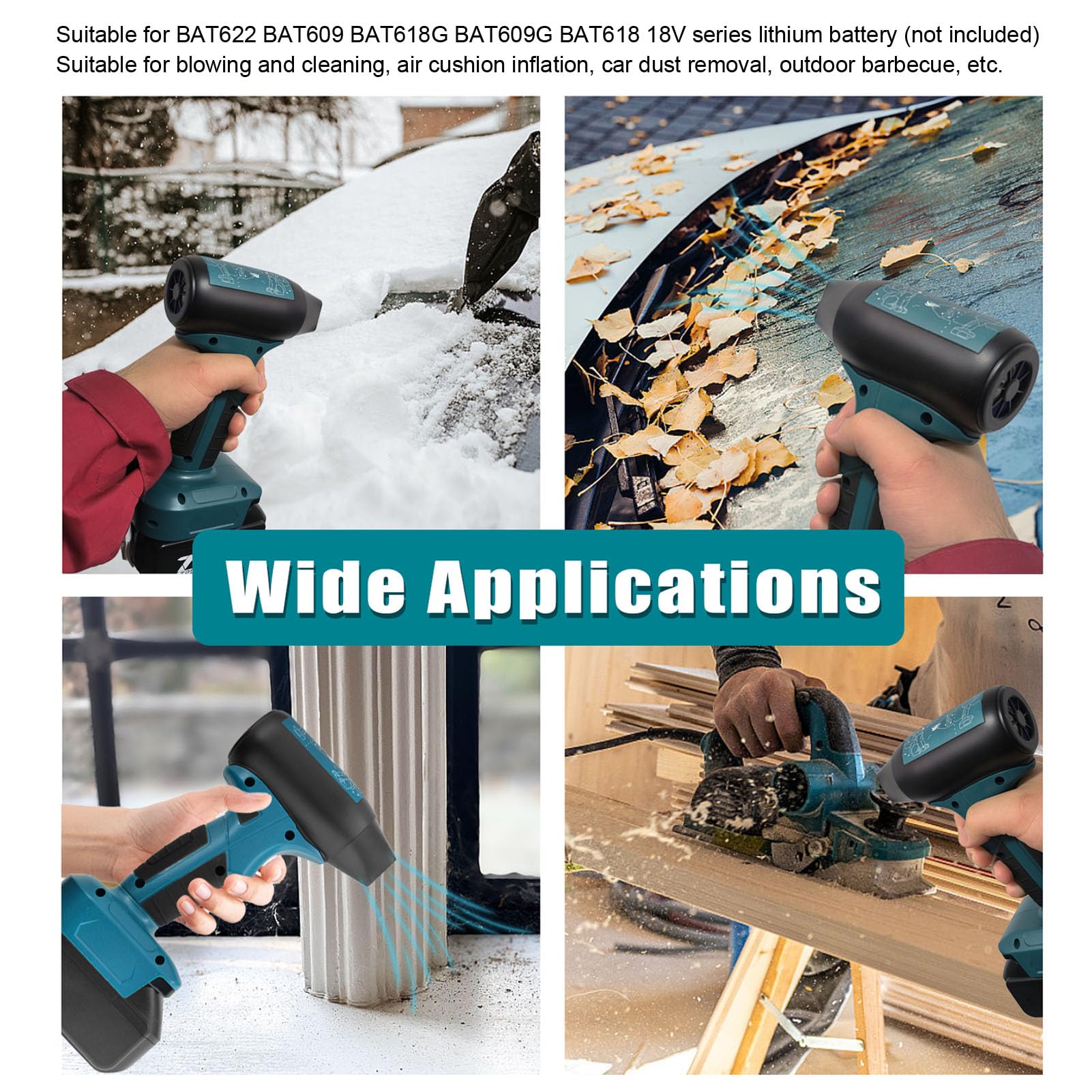 Dry Blower, 130000RPM Electric Air Duster Turbo Fan, 4 Speed Cordless Handheld Air Duster Cleaner for BAT622 BAT609 BAT618G BAT609G BAT618 18V Battery