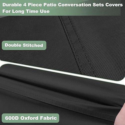 Miniatura 3 de Gasadar Juego de 4 fundas para muebles de patio, fundas impermeables para muebles de exterior para sofá biplaza al aire libre, silla y mesa