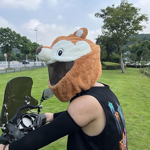 Miniatura 2 de Uchoose Divertida funda de casco de motocicleta de felpa para cascos de motocicleta de cara completa, bonita funda protectora a prueba de polvo para