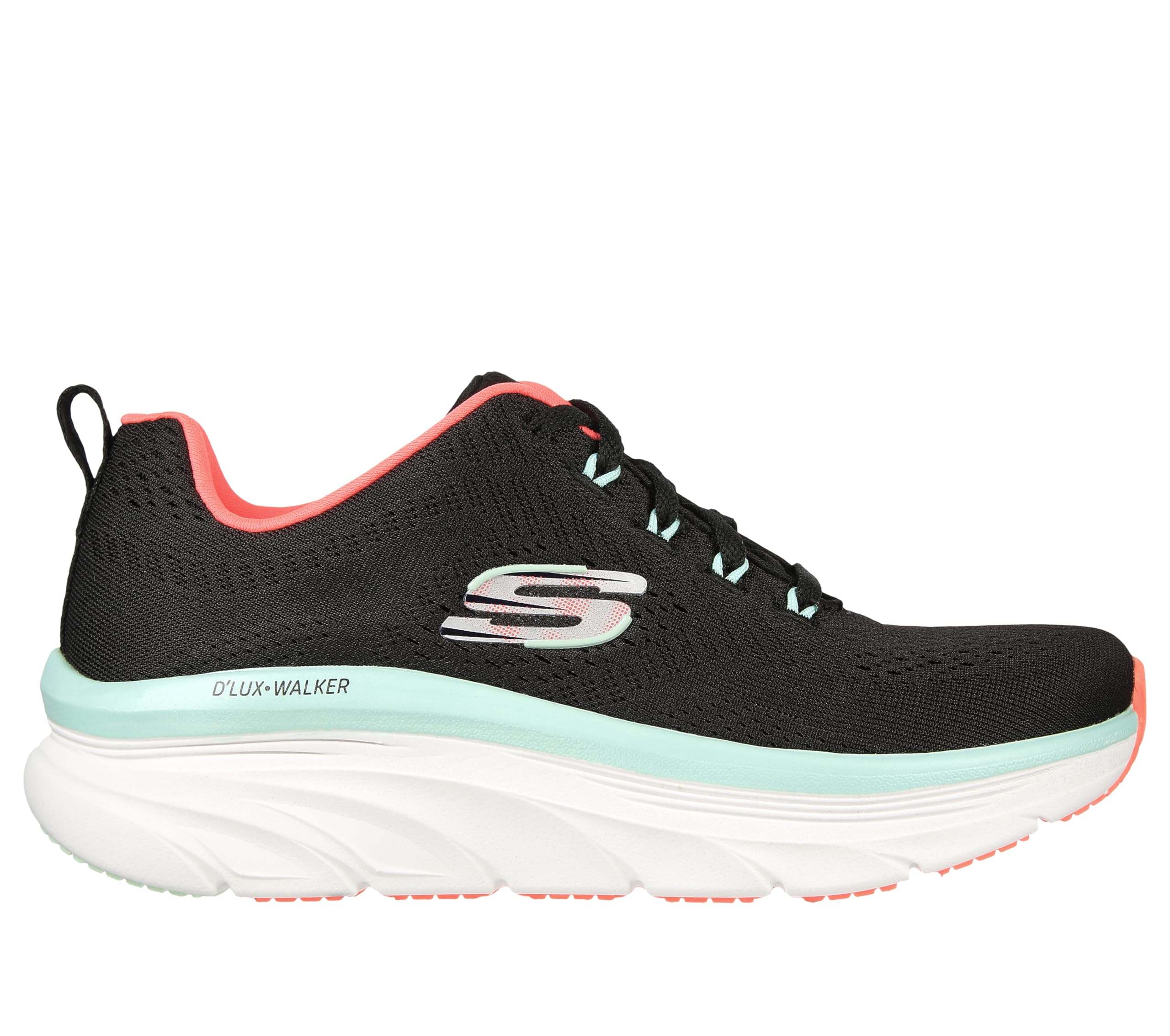 Skechers D'lux Walker - Fresh Finesse, Sneaker Donna, Bianco Black Mesh Mint Trim, 39 EU