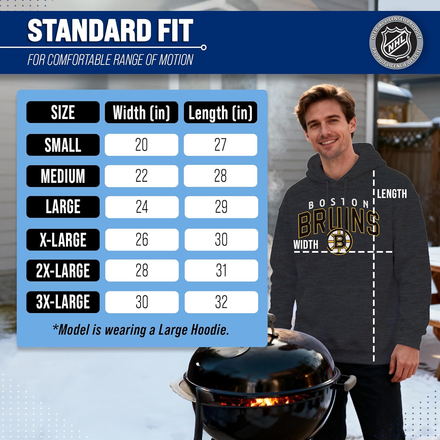 Wright & Ditson NHL Adult Unisex Powerplay Hooded Sweatshirt - Cotton Poly Fleece - Tagless and Comfortable - Image 6