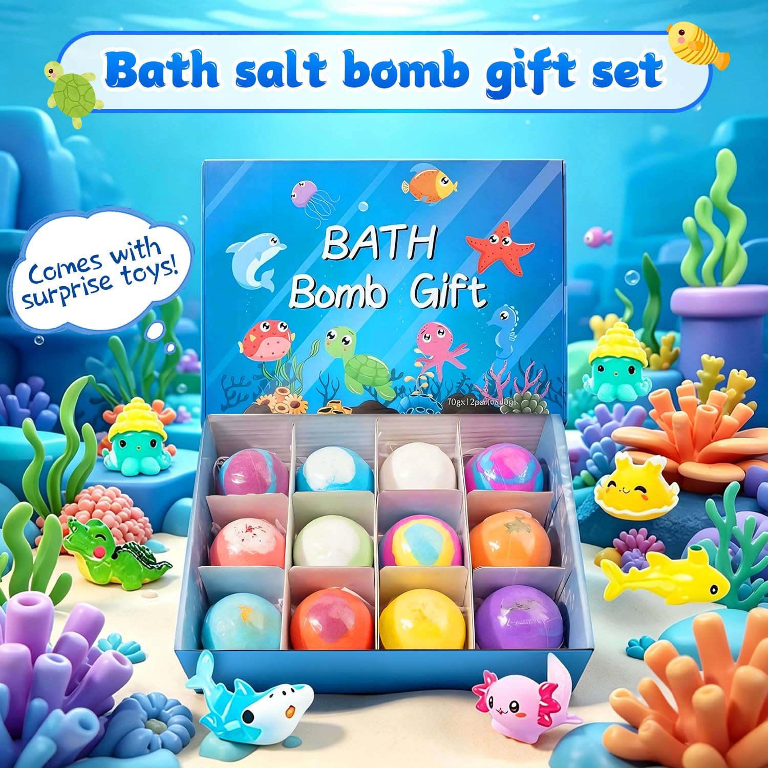 Bombes de Bain pour Enfants Surprise,12Pcs Boule de Bain Jouets Dinosaures Bubbles Cadeau de Bombes Douche Aromatherapie Jouets Fournitures de Loisirs Créatifs Anniversaire pour Garçons Filles