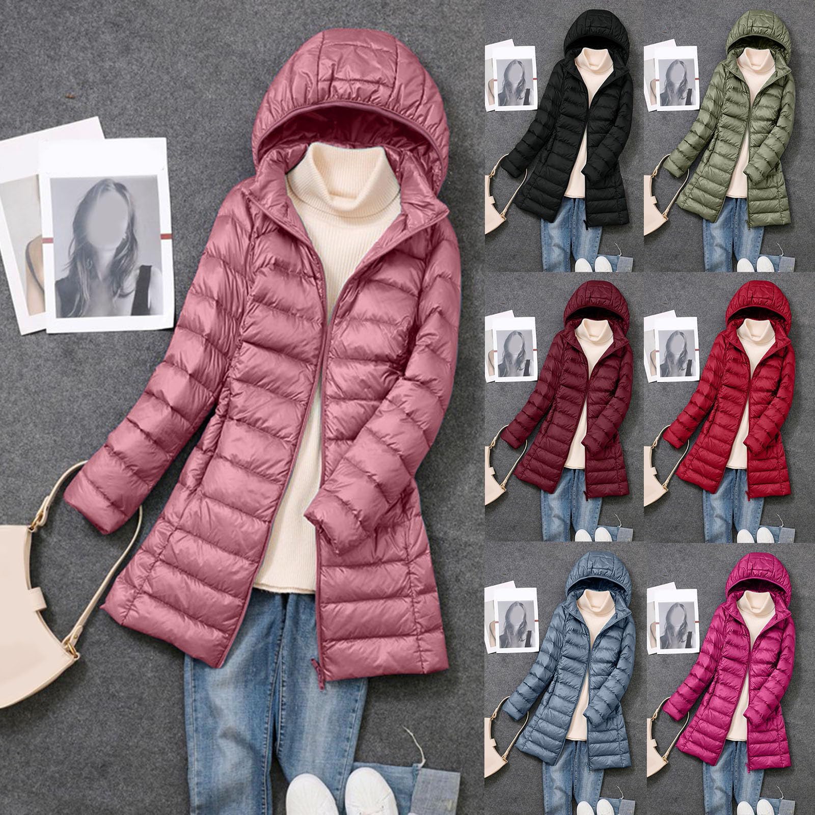 Generico Piumino Donna Invernale Lungo Caldo Piumino Leggero 100 Grammi Donna Lungo Con Cappuccio Giubbotto Lungo Donna Invernale Cappotto Donna Impermeabile Giacca Trapuntata Donna Leggera