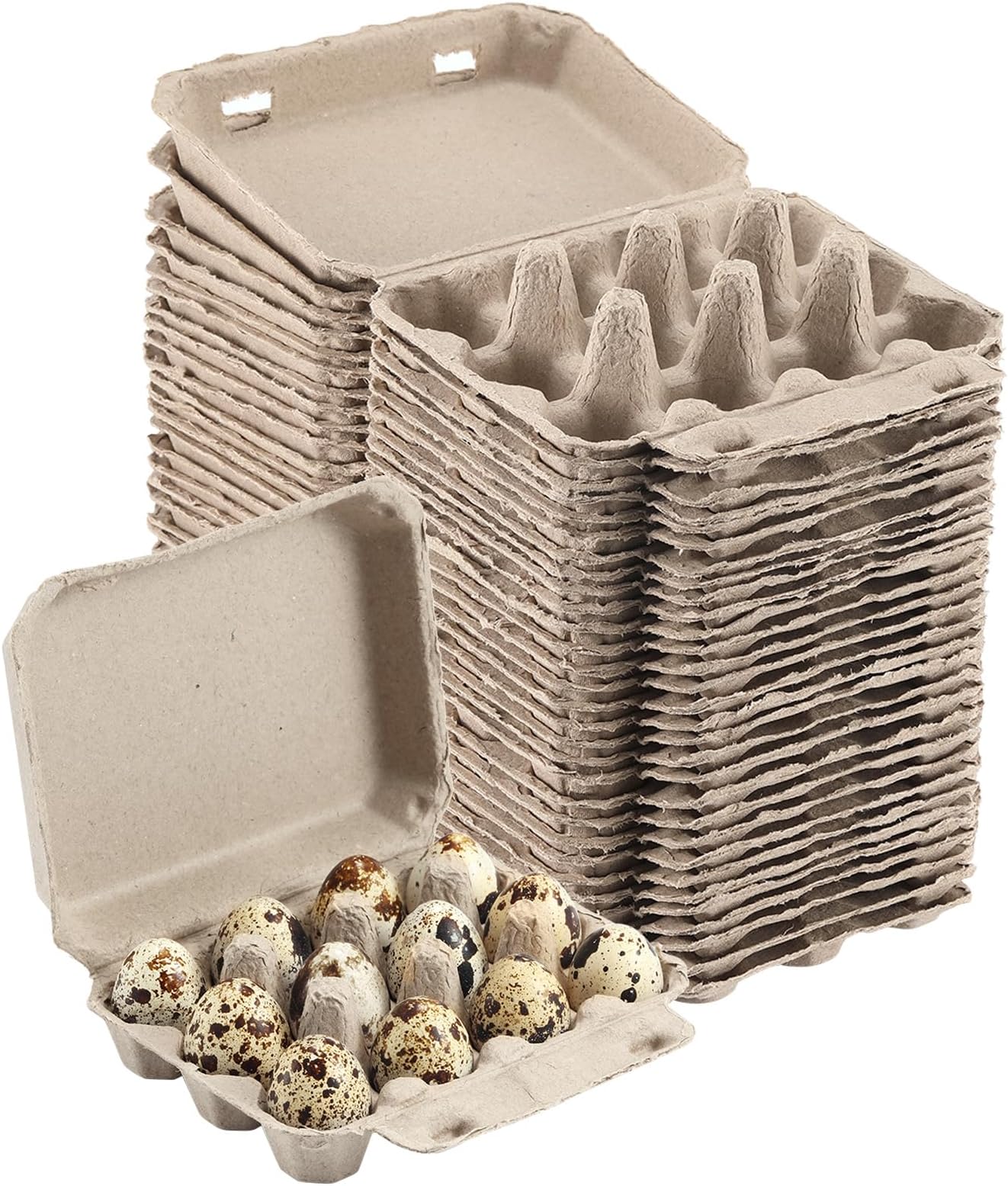 LayHyand 30 Pcs Quail Egg Cartons, Dozen Egg Box, 3x4 Blank Natural Color Pulp Paper Eggs Container, Egg Holder Reusable for 12 Count Quail Egg Carton Storage Strong Tray for Refrigerator