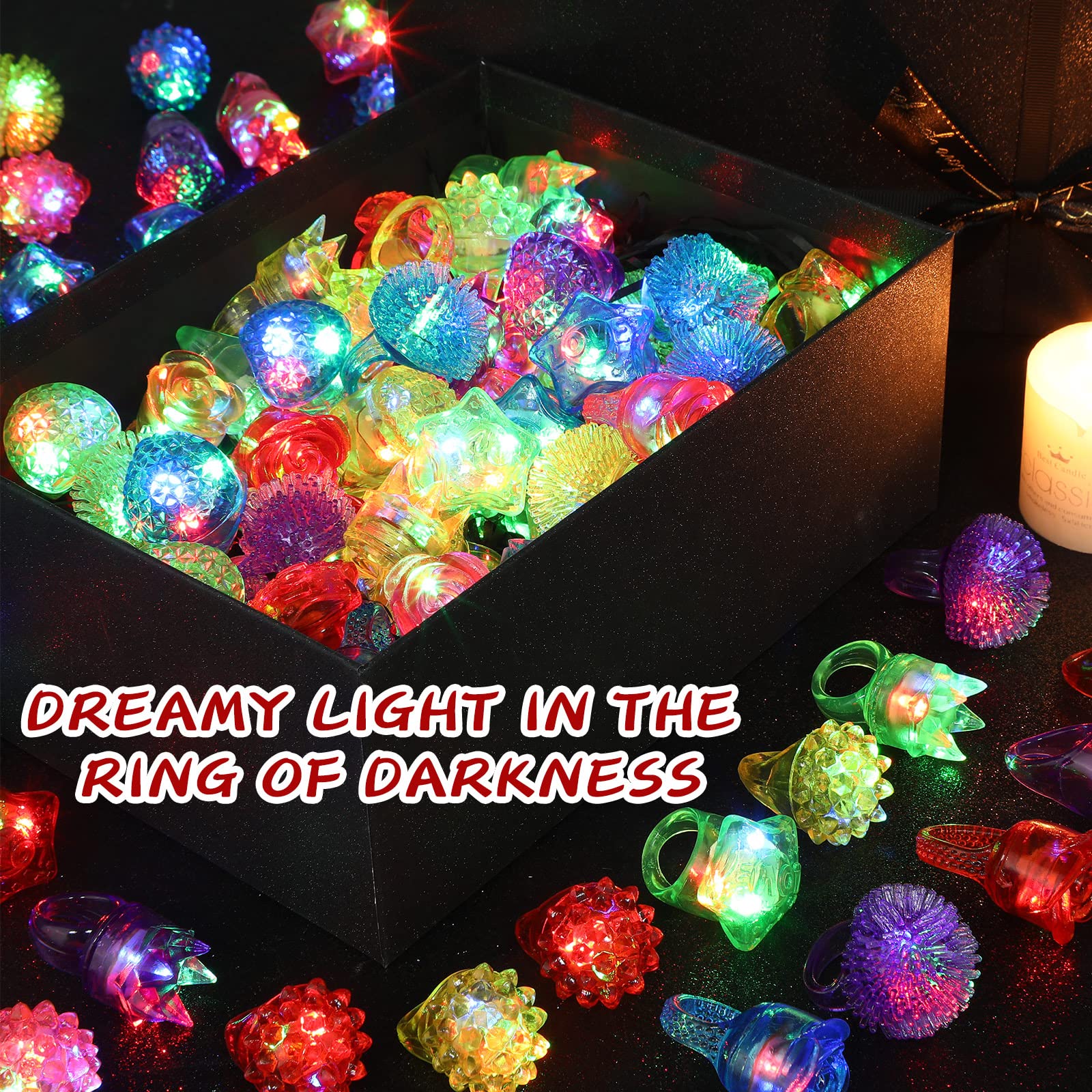 Snapklik.com : Leyndo 300 Pack Colorful LED Light Up Rings End Of Year ...