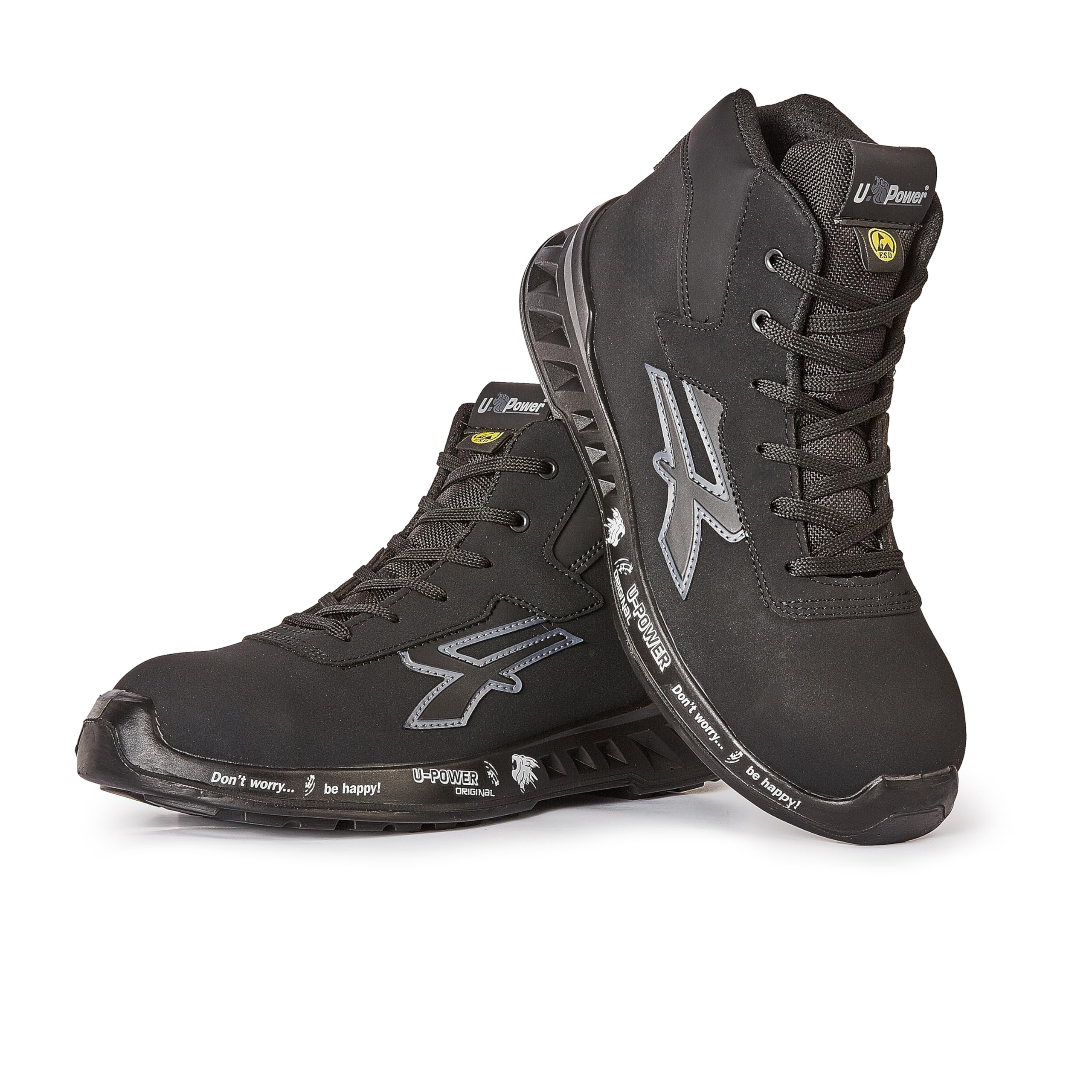 U-Power RV10024 Linea RED LEVE PARKER Calzado de Seguridad Antiestático y Ultraligero, S3 SRC CI ESD, Negro