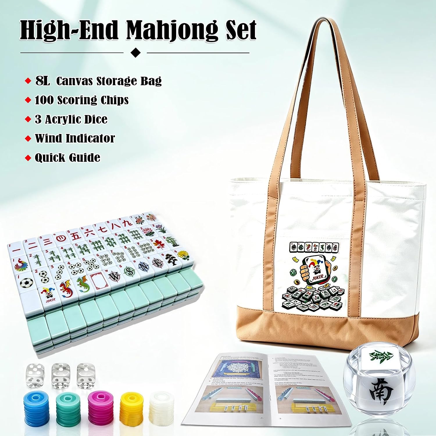 4 Layer Acrylic American Luxury‑Themed Engraved Mahjong Tiles Set 162‑Piece image 4