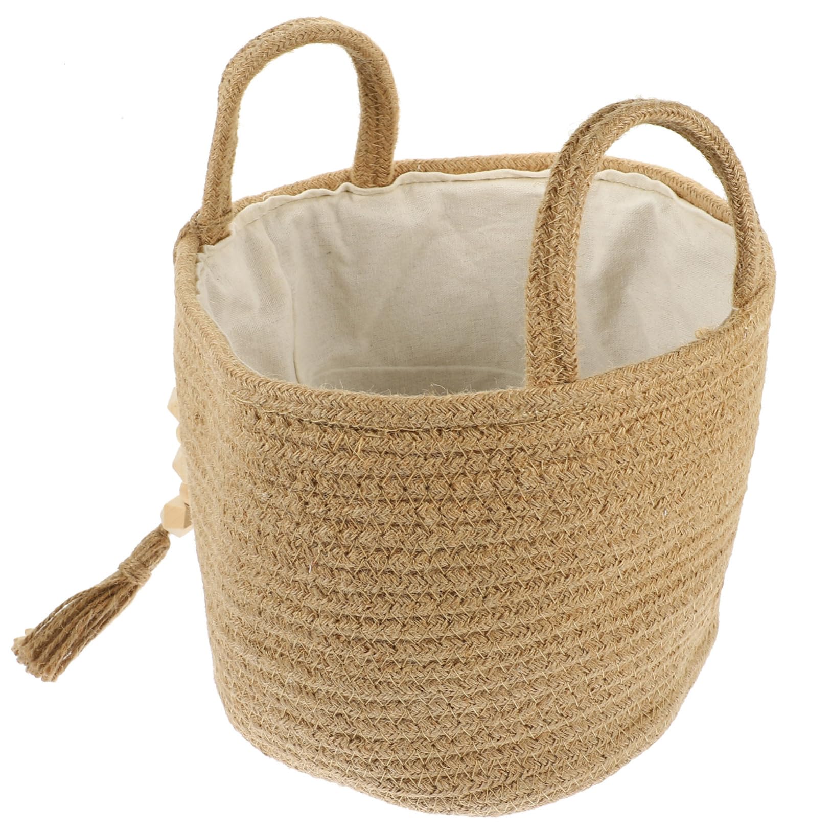 KOMBIUDA Cesta De Almacenamiento Tejida De Cuerda De Forro De Yute Organizador Multifuncional Para Ropa Sucia y Decoración Del Para Dormitorios y Lavaderos