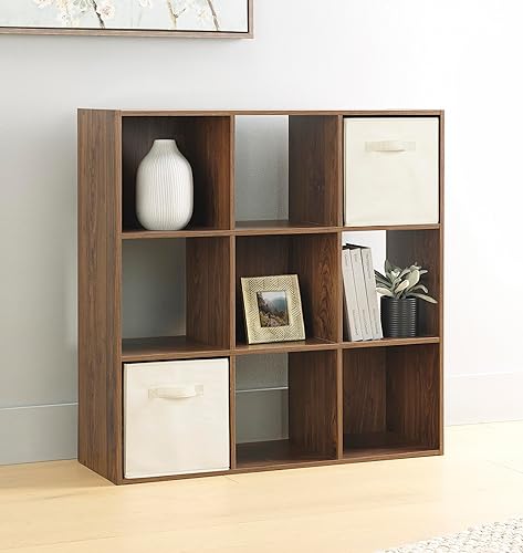 Miniatura 10 de Whitmor Organizador de almacenamiento de 3 cubos, estantería apilable de madera MDF de 3 niveles, estantería de almacenamiento abierto, gabinete de