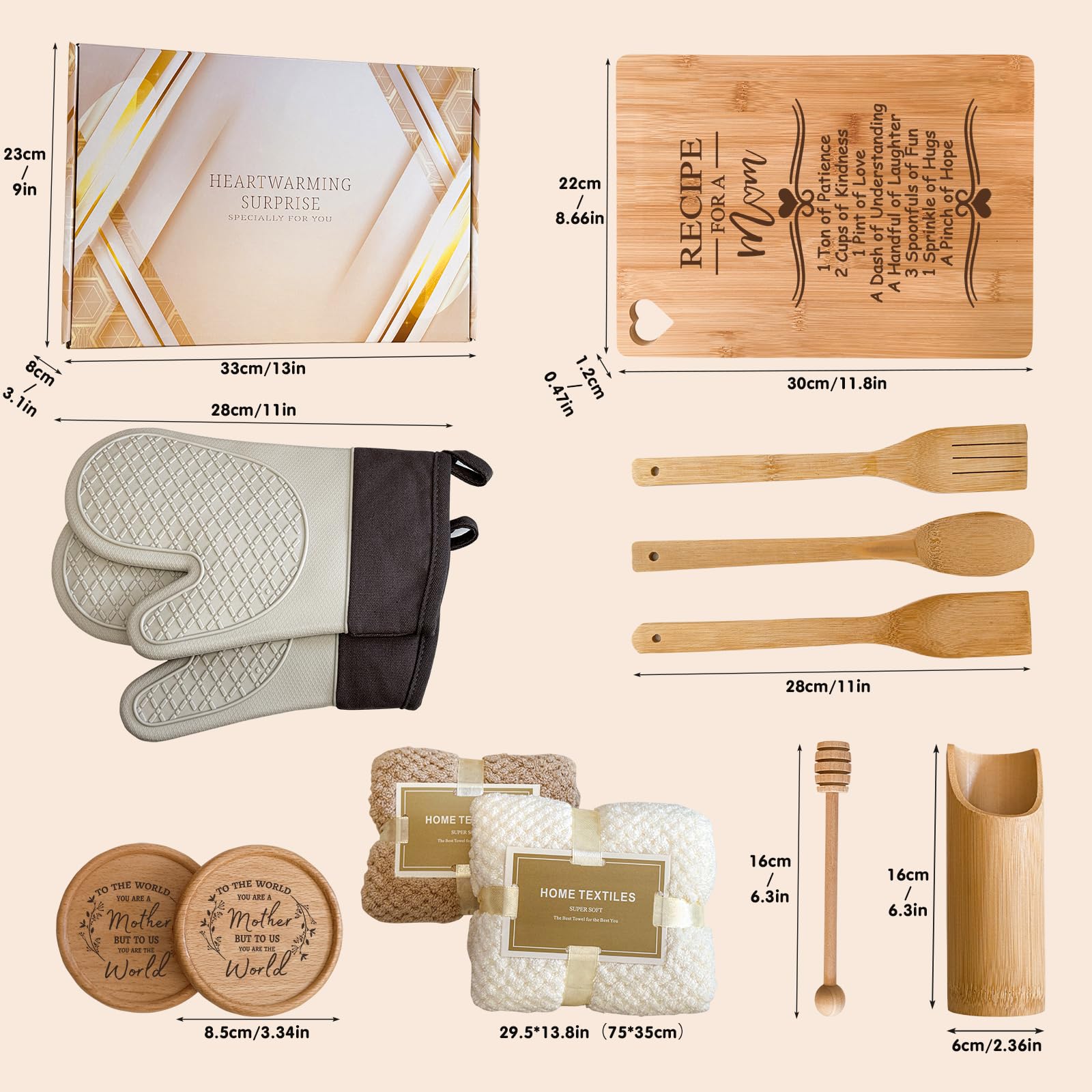 Gifts For Mum Birthday Gifts Bamboo Cutting Board 29.5x19.5cm, Mother Birthday Presents For Mum From Daughter Son, Unique Kitchen Presents For Her On