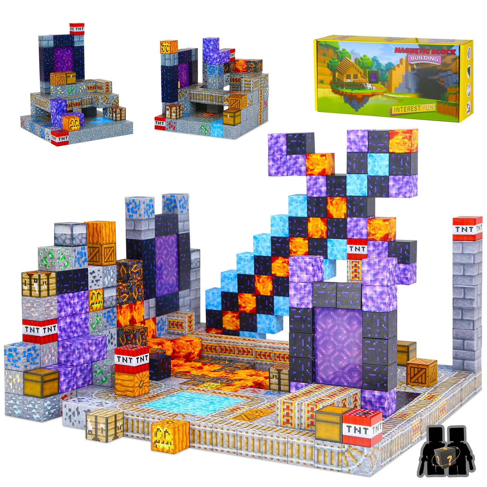 Magnetic Building Blocks 100PCS, Magnetic Blocks for Kids, Magnetic Cubes Blocks Cave Worlds, Education Construction Tiles Toys for Boys Girls 5 + Years Old