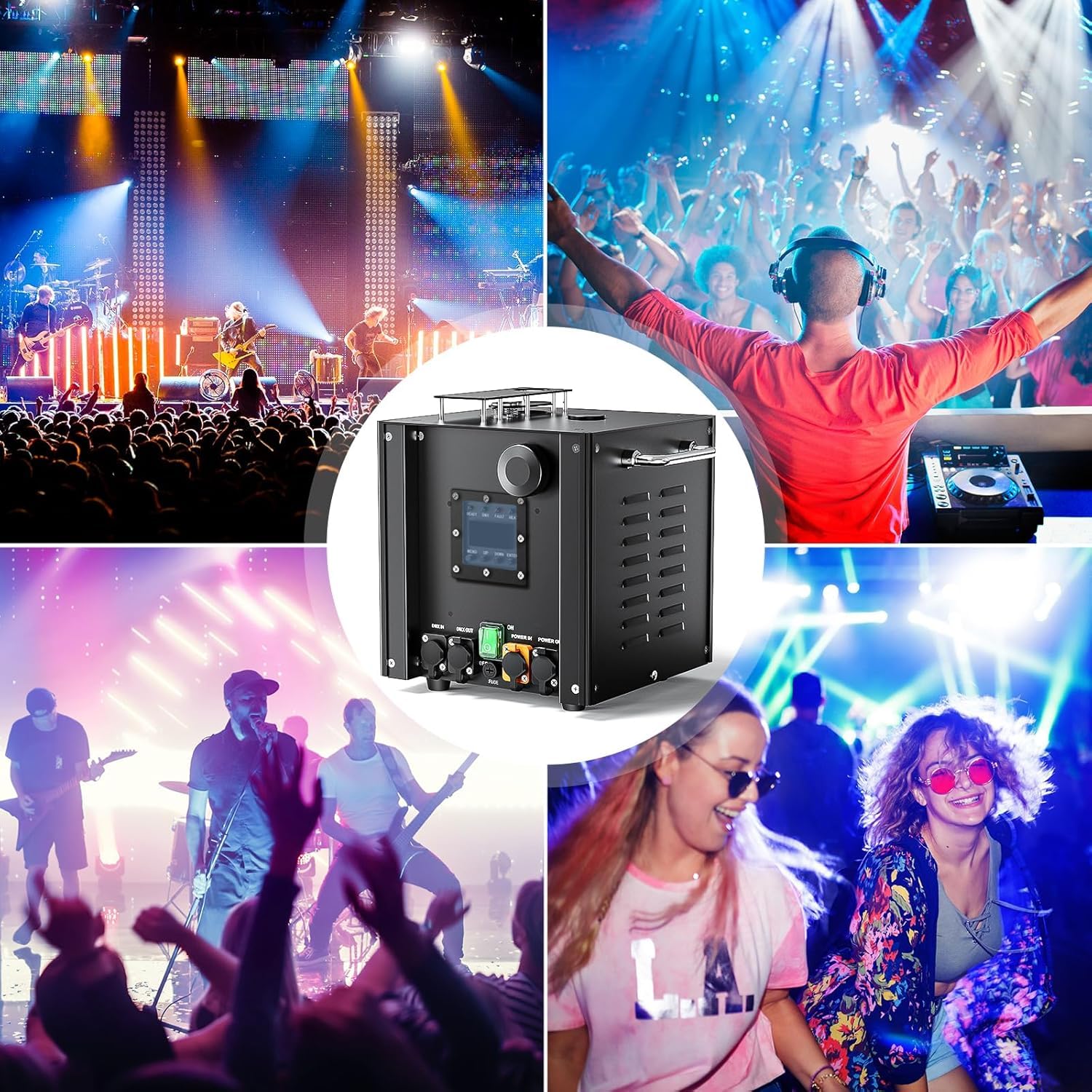 Impermeabili macchina per effetti speciali da palcoscenico, composta da due unità effetti da 750 W, con flight case e telecomando, adatta per Halloween, Natale, matrimoni ed eventi sportivi