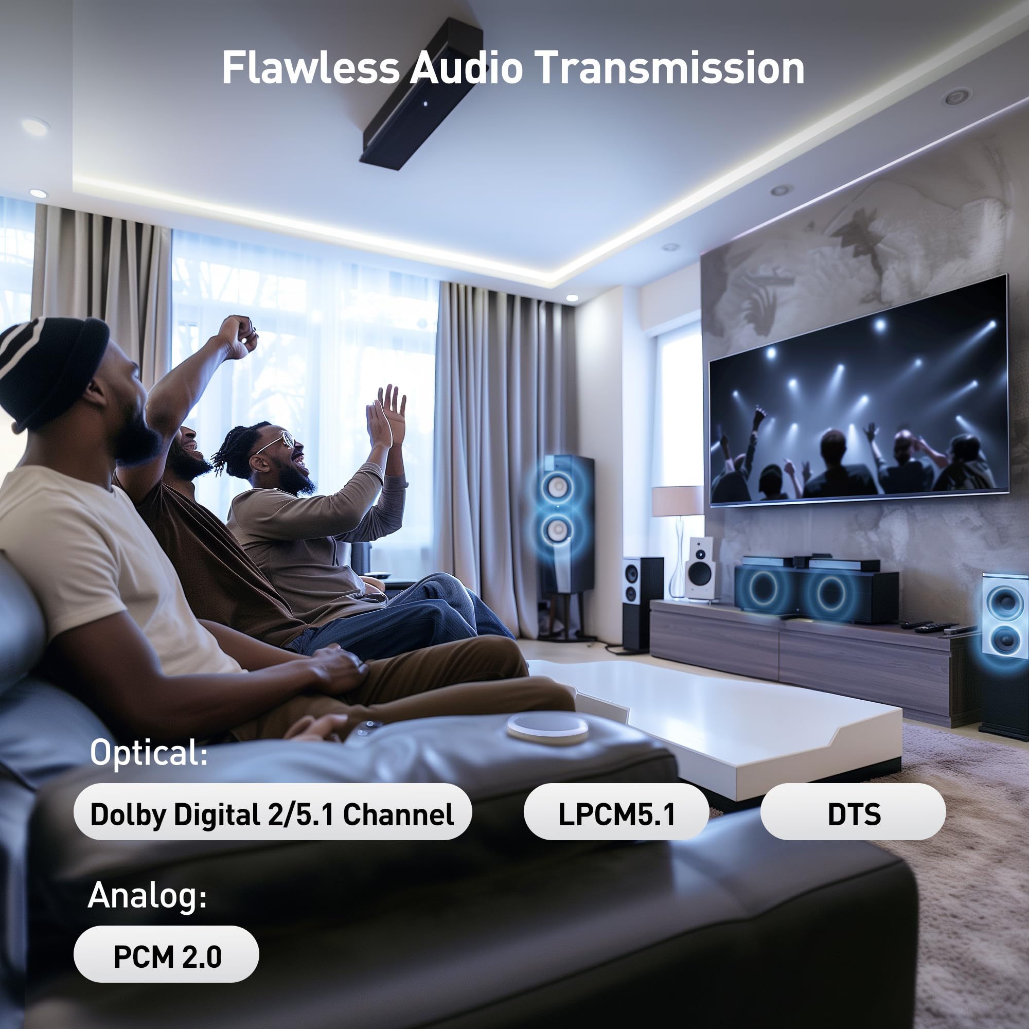 Cable Matters Kit adattatore audio over Ethernet a lungo raggio da 300 m con convertitore da digitale ad analogico (DAC) integrato, supporta Toslink audio ottico, L/R RCA (AudioExtender su adattatore