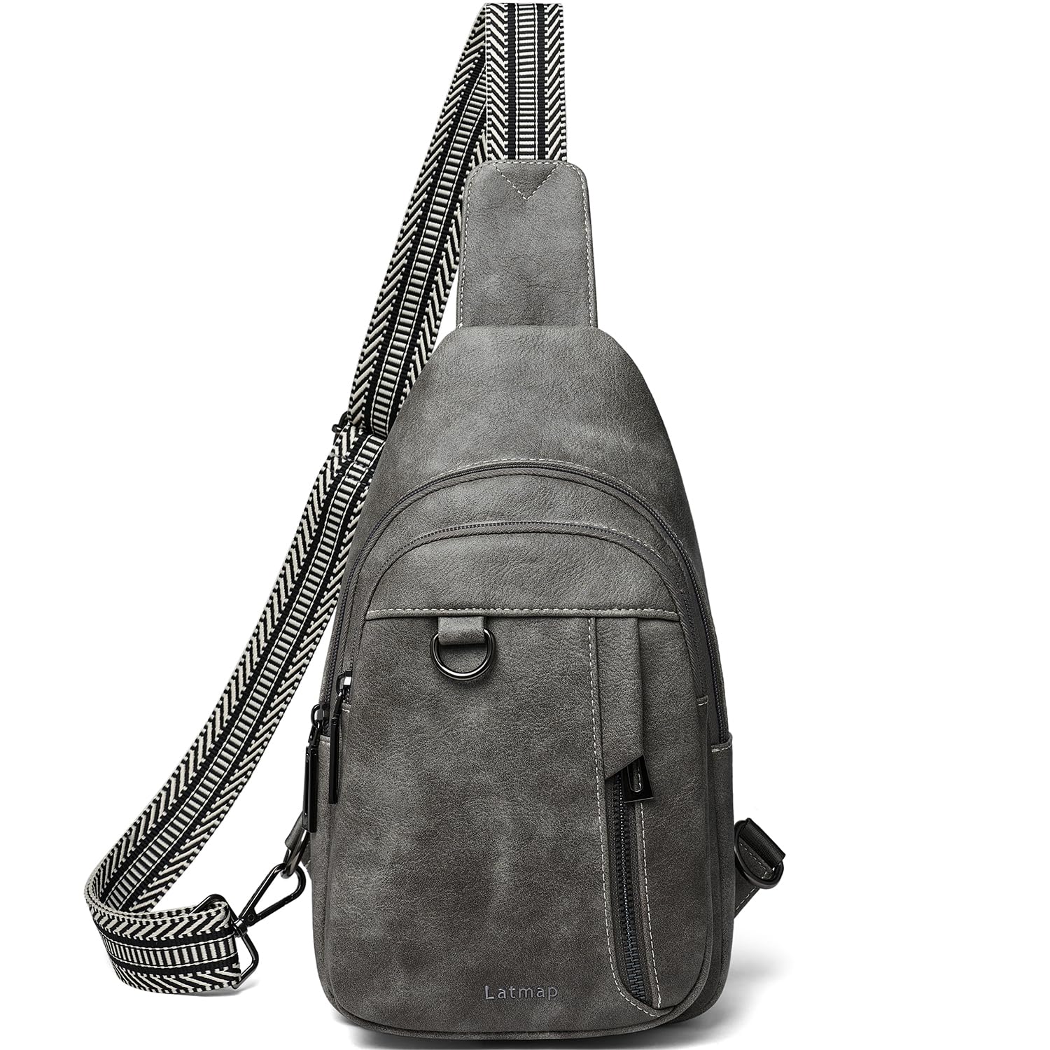 LATMAP 7L Sling Bag for Women Men Leather Small Sling Backpack Daypack Anti Theft Fanny Pack Crossbody Purse Travel