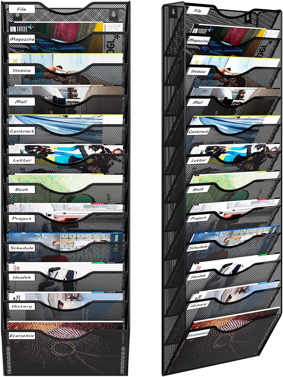 Kuntine.B 6 Pack White Single Pocket File Holder Hanging