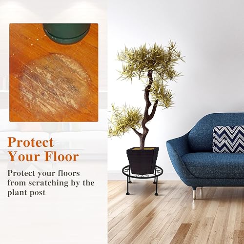 Miniatura 5 de CREHODEC Paquete de 5 soportes de metal de 9 pulgadas para plantas al aire libre e interior, soporte para macetas de flores, soportes de hierro