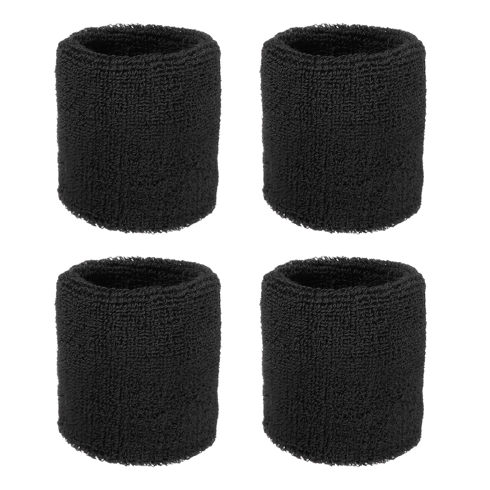 YELARXI Wristbands Sweatbands, Wrist Bands for Sweat Sports Wristbands 3x3 in & 4 Pack & Black-Fitting for (Tennis/Basketball/Football/Running/Working Out/Men & Women)