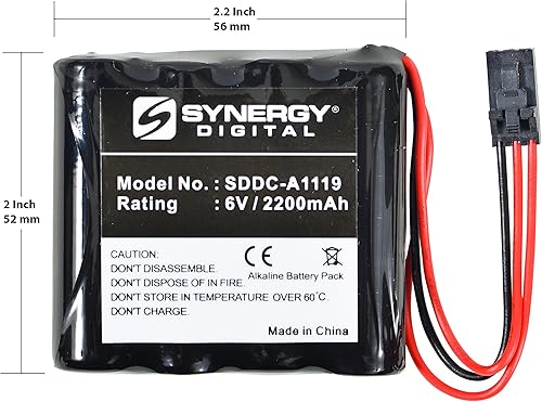 Miniatura 5 de Synergy Digital Baterías para cerradura de puerta, compatibles con Stanley Security Systems VPDBB cerradura de puerta, (alcalinas, 6V, 2200 mAh), el