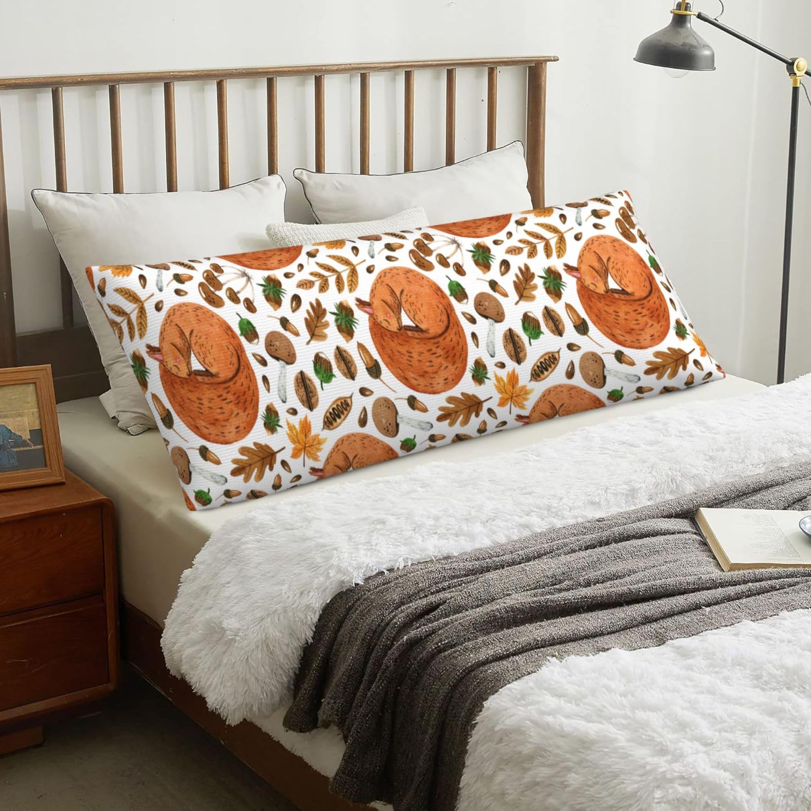 Squirrel, Body Pillow Cover with Zipper,Long Body Pillowcase 20 x 60 in