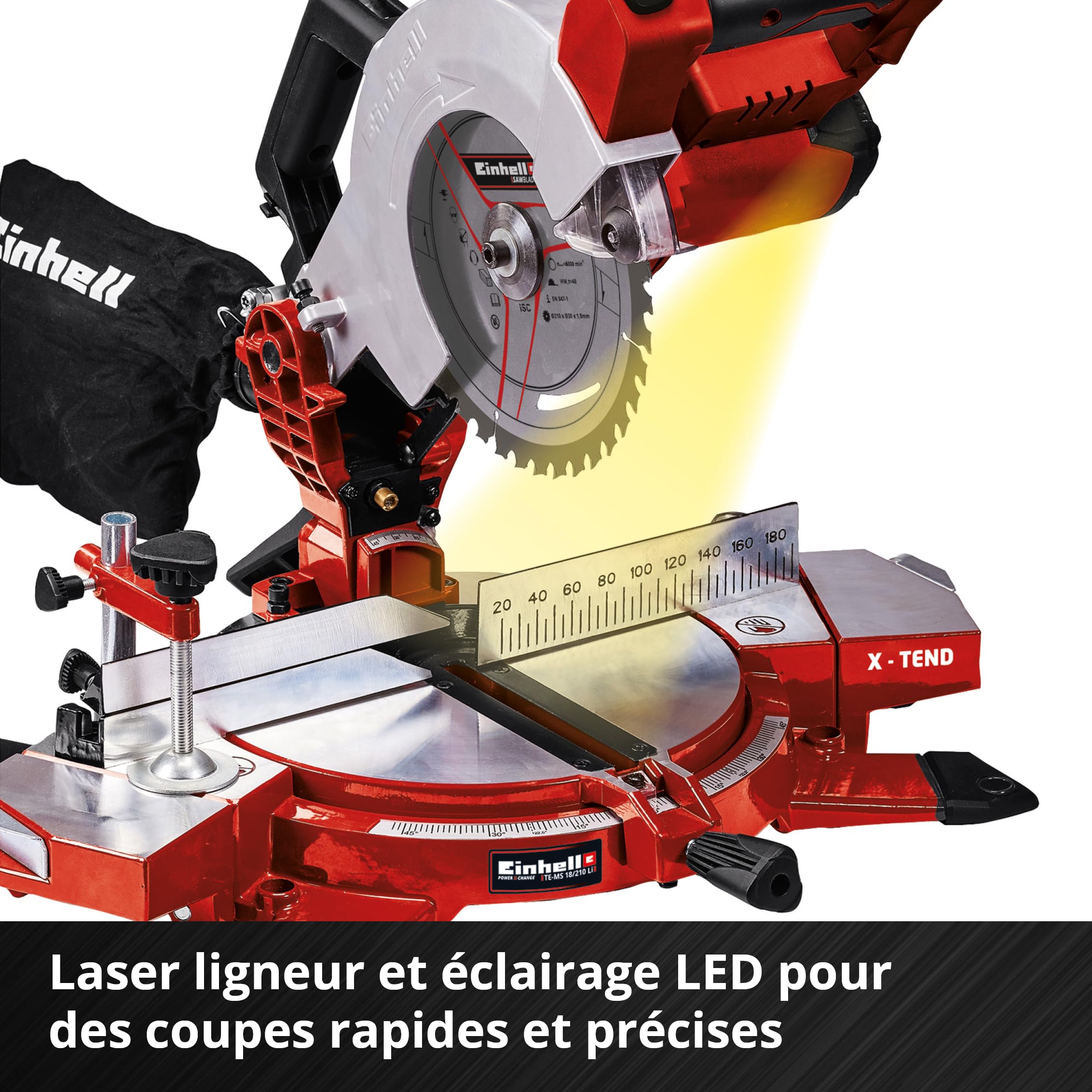 Einhell TE-MS18/210 Li-Solo Scie à onglet sans fil 18V 3000 trs/min Lame Ø210x30mm