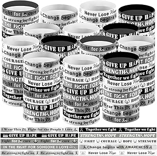 200pcs Lung Cancer Awareness Bracelets Bulk White Ribbon Silicone Bracelets Inspirational Brain Bone Lung Cancer Awareness Wristband for Women Men Public Fundraising Charity Campaign