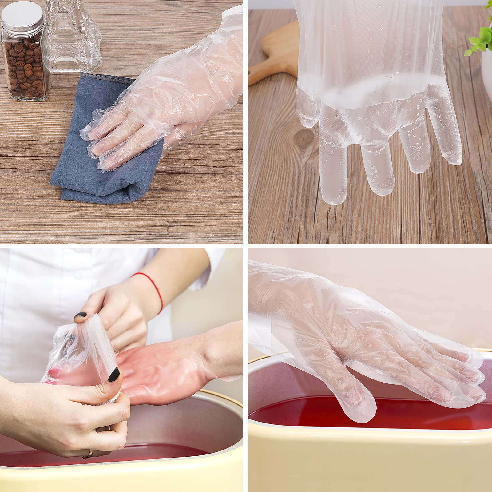 200 Stück Paraffinwachs Handschuheinlagen Paraffinbad Einlagen, Einwegstiefel Paraffin Badeeinlagen Transparent Kunststoff Einweghandschuhe für Hand-Schönheitssalon Haarfärben Spa Wax Treatment