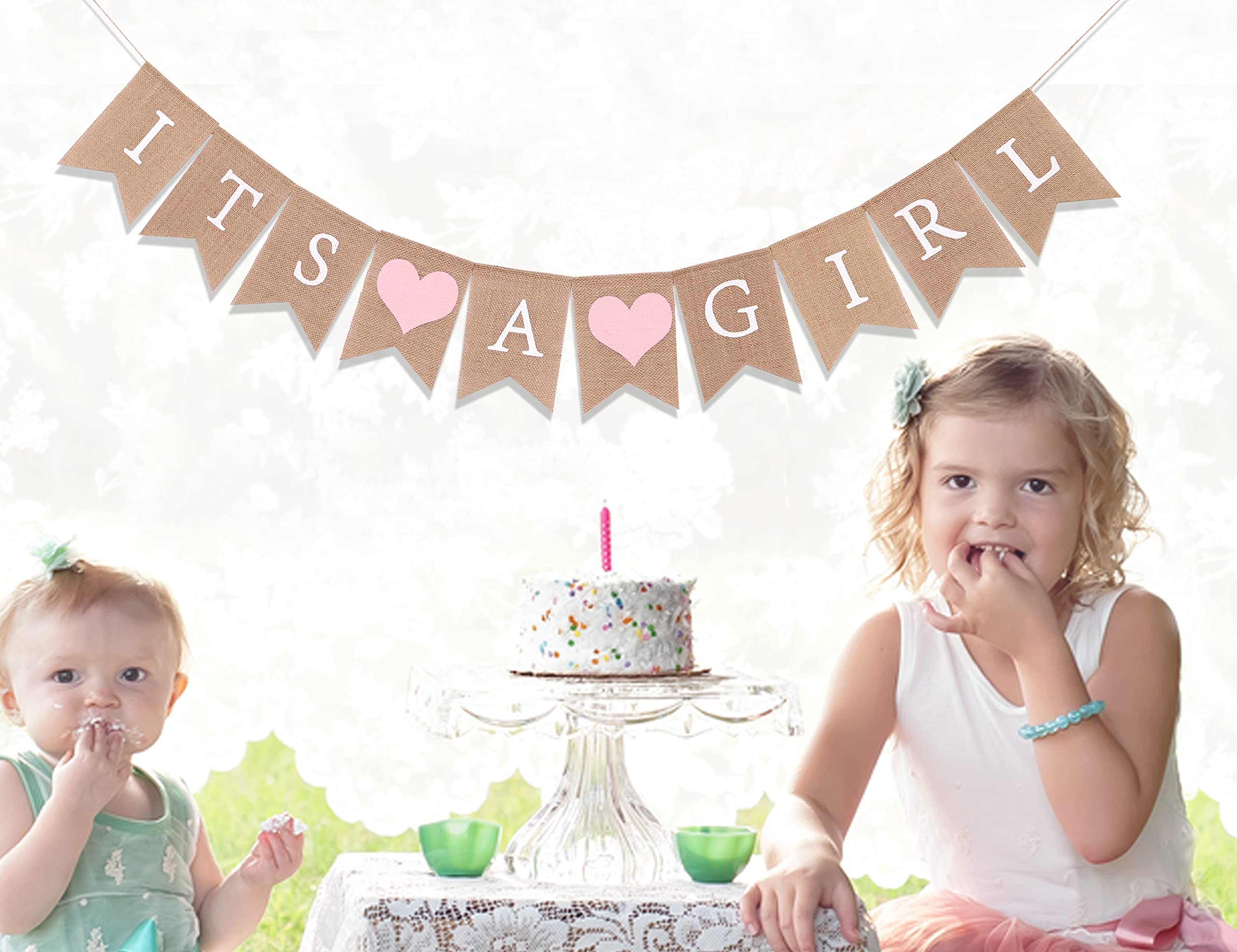 Baner jutowy na baby shower - dekoracje prysznicowe dla dziewczynki, baner jutowy, najlepsze artykuły na przyjęcie urodzinowe dla dziewcząt (baner jutowy to dziewczyna)