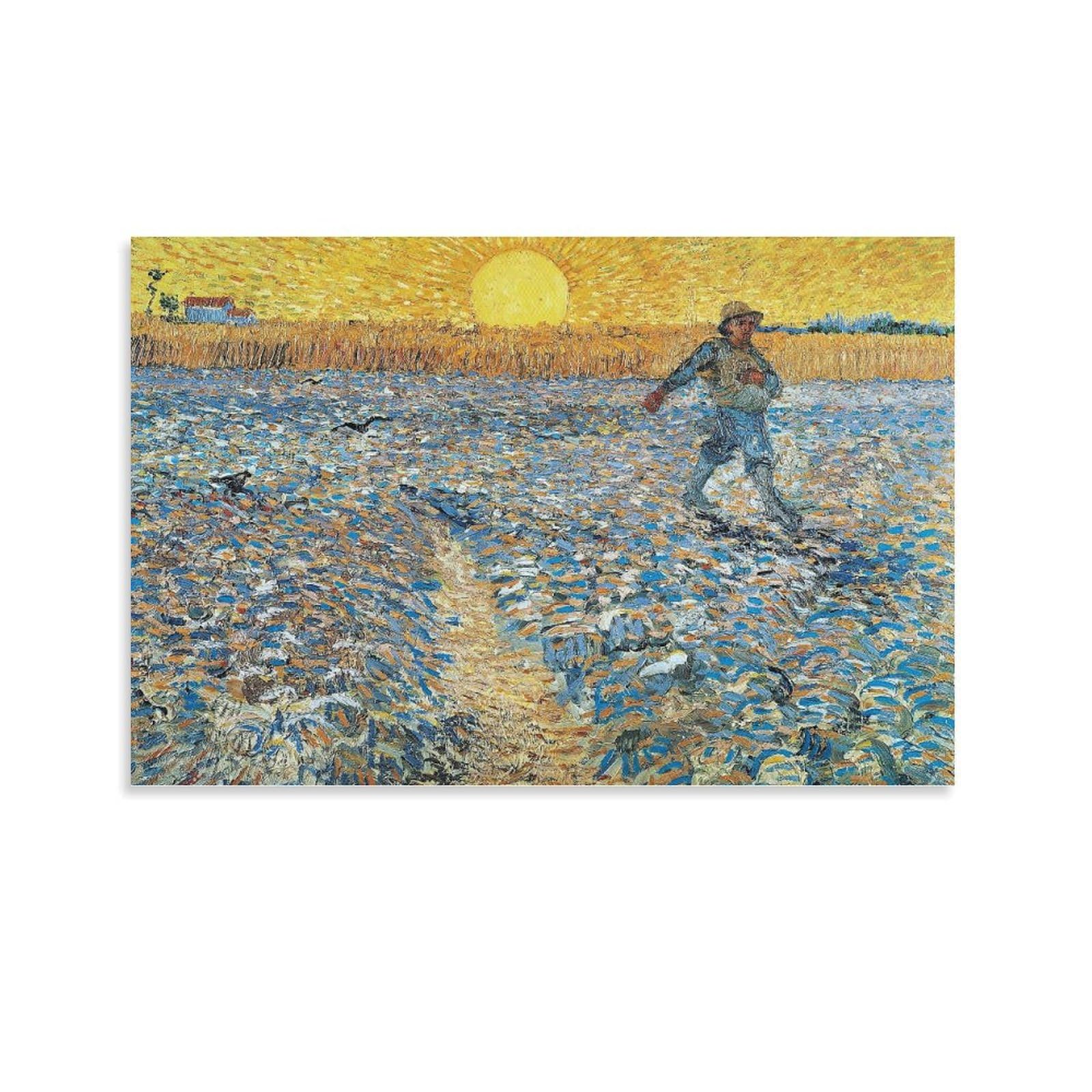 YIEANBAO Vincent Van Gogh Poster Post-Impressionist Famous Painting (The Sower) Canvas Print Art Poster, Wall Art Home Decoration Painting; Unframe; 16x24inch(40x60cm)