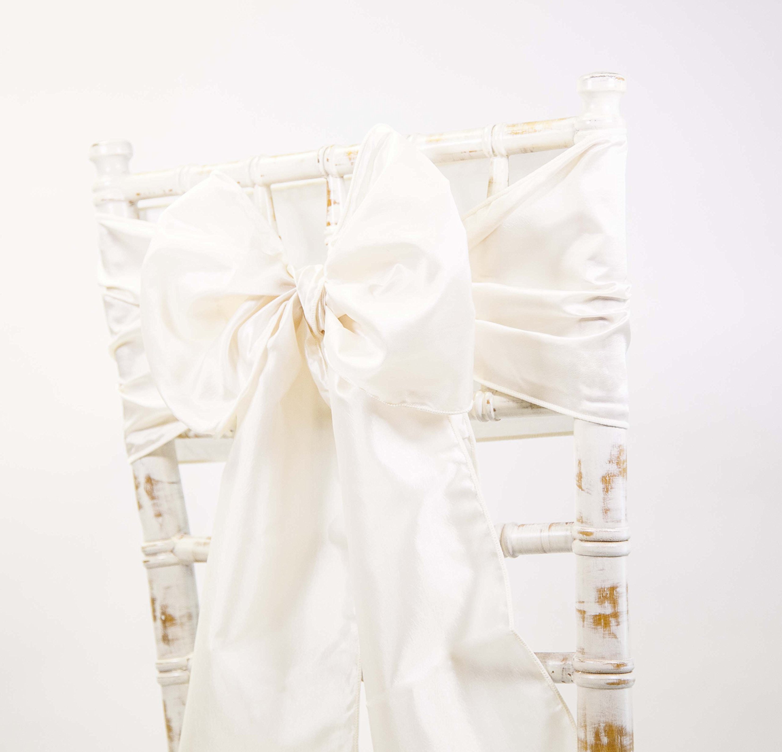Decor Essentials Ivory Taffeta Chair Sashes Covers For Wedding Events Corporate Chair Dressing (Ivory)
