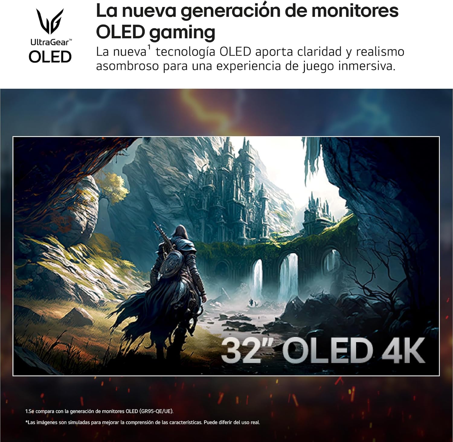 LG 32GX870A-B – Monitor Gaming Ultragear OLED 32″, 4K UHD (3840×2160), 240Hz, 0.03ms GtG, G-Sync Compatible, FreeSync Premium Pro, DisplayHDR True Black 400, HDMI 2.1, USB-C 90W 4