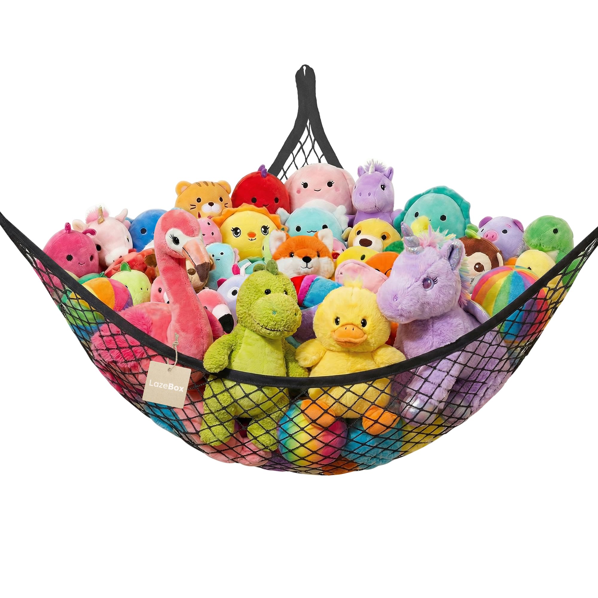 Lazebox Hamaca de red de animales de peluche para juguetes de peluche, hamaca de animales de peluche para decoración de habitación de niños, ideas para organizar la colección de rellenos, fácil de