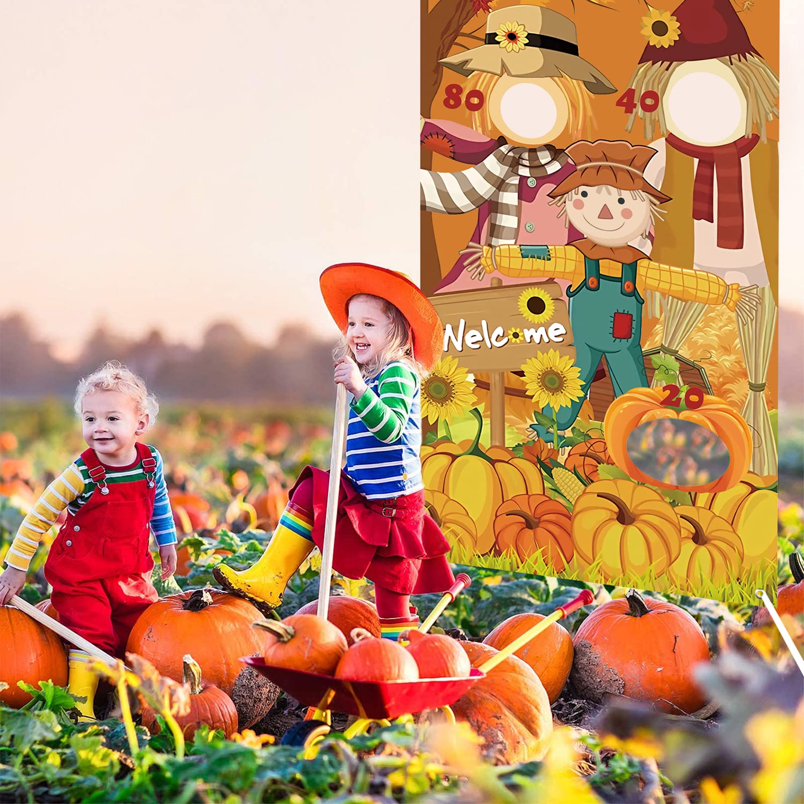 Soaoo Thanksgiving Turkey Hunt Game Set – Includes 25 Cards, 50 Wooden Turkeys, 20 HB Pencils & 25 Organza Bags - View #8