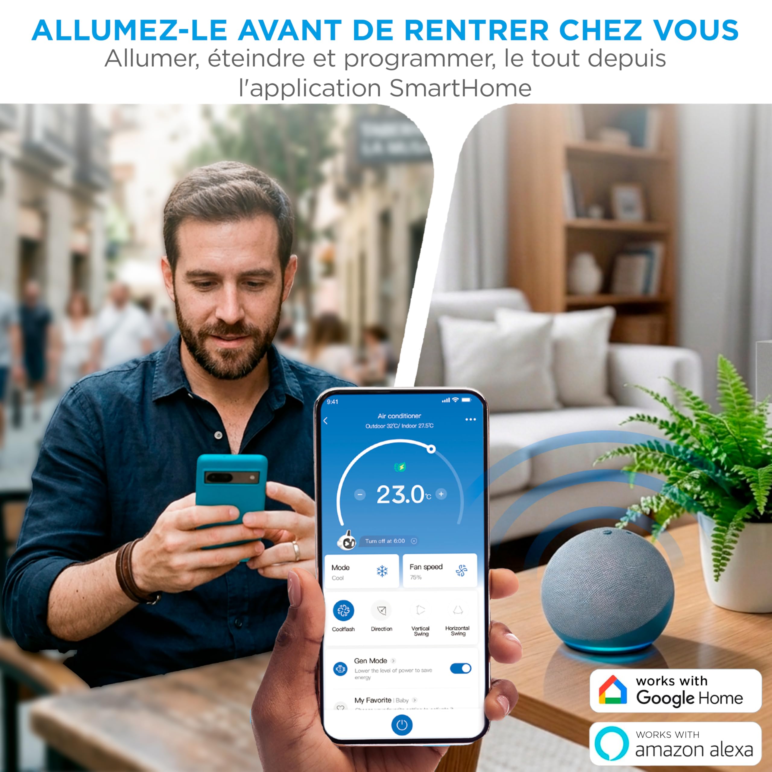 MIDEA Climatiseur Mobile Silencieux 12000 BTU avec Évacuation | 4 en 1: Climatisation, Ventilation, Déshumidification, Sleep | Clim Portable avec Contrôle App & Télécommande | Kit de Fenêtre Inclus