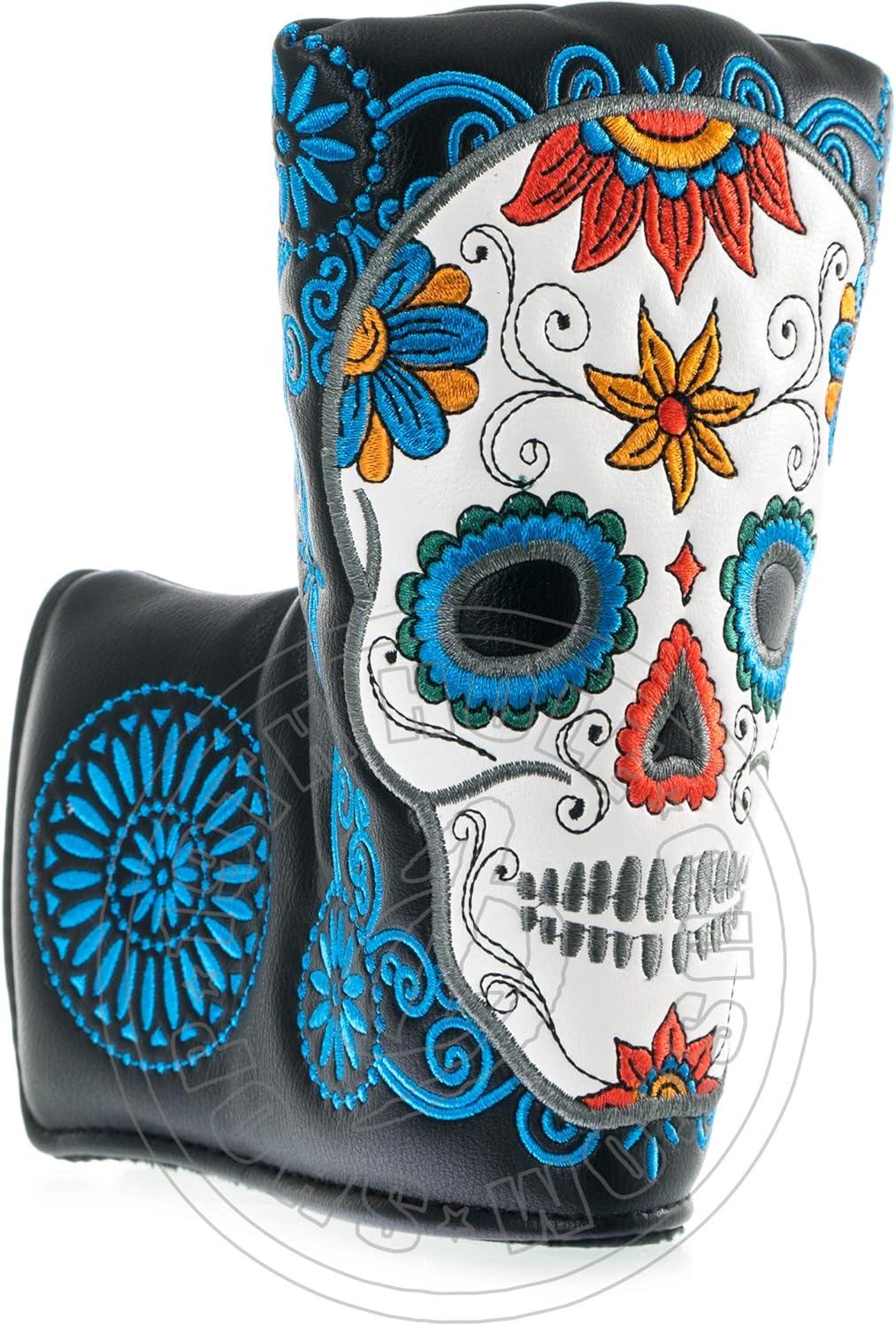 Dia de Los Muertos Sugar Skull Golf Blade and Mid Mallet Putter Headcover, Black