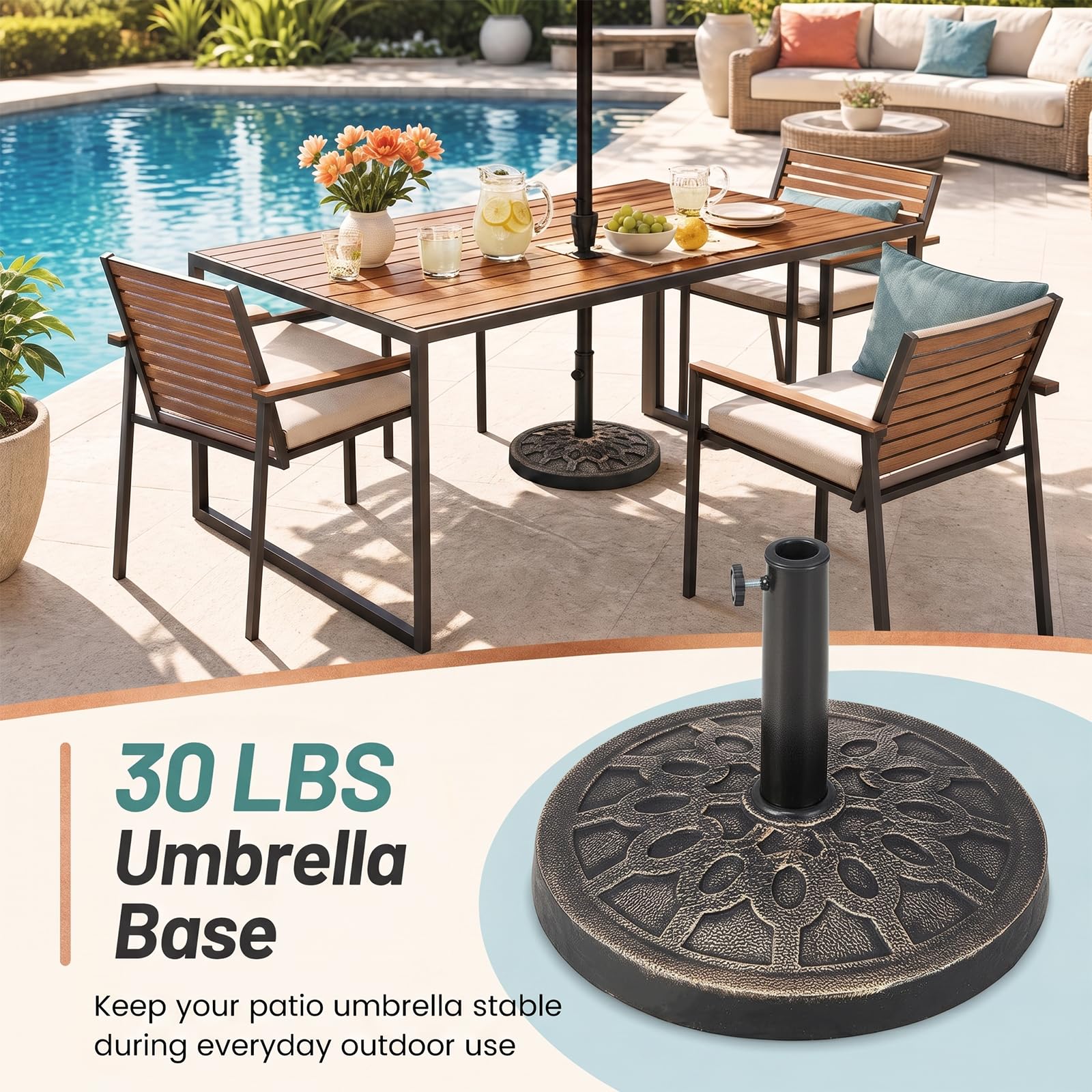30+ pound patio umbrella base Giantex 30 lbs Base, 17.5