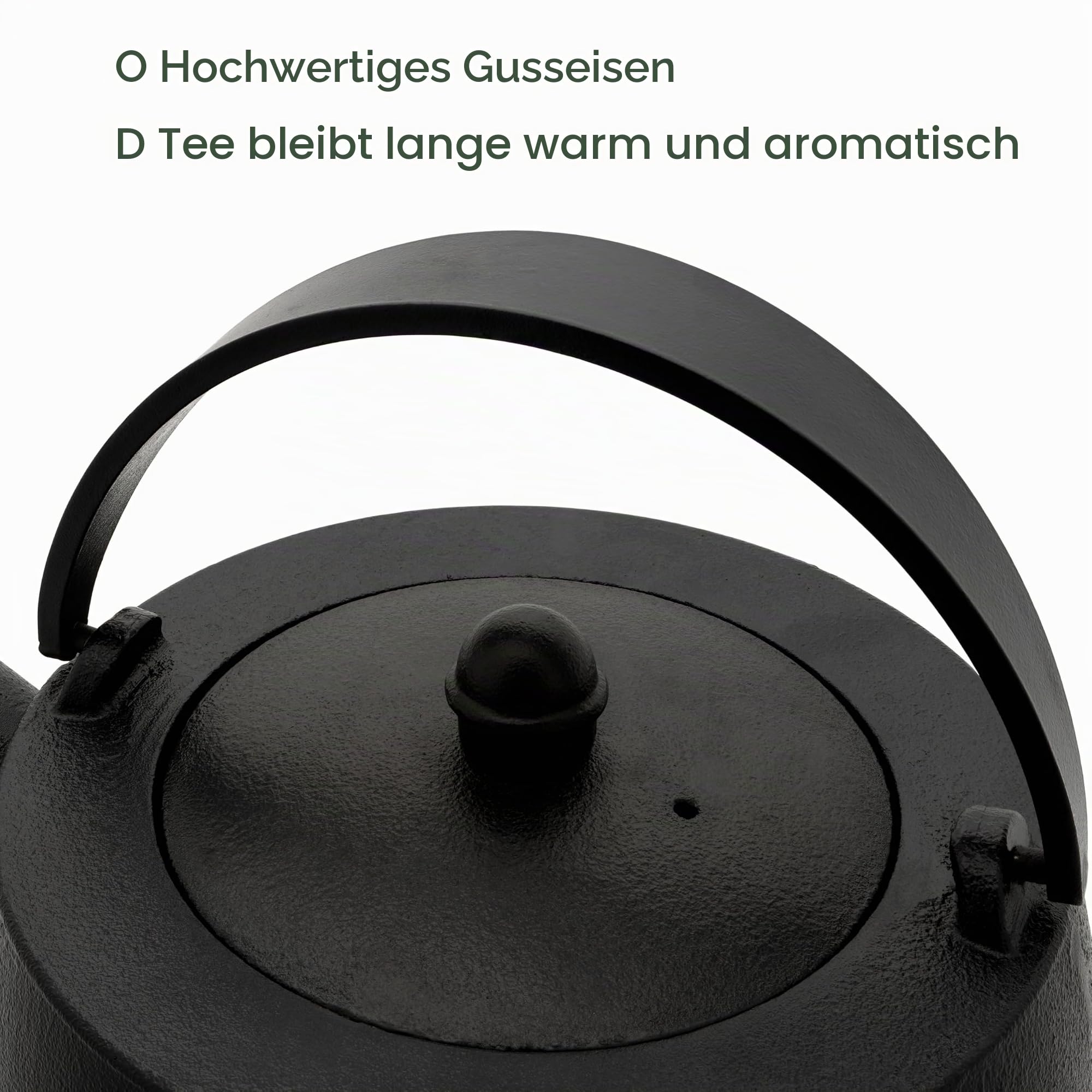 Bredemeijer große schwarze Guss-Teekanne 1.2 Liter - Gusseisen Tee-Set mit Stövchen für 1 Teelicht und Teefilter-Siebeinsatz aus Edelstahl