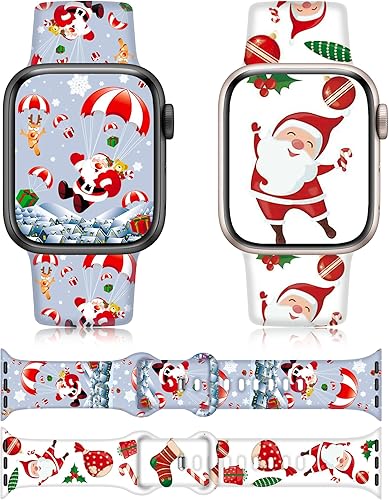 Miniatura 1 de Paquete de 2 correas de regalo de Navidad compatibles con Apple Watch de Navidad para mujeres de 1.772 pulgadas, 1.732 pulgadas, 1.654 pulgadas,