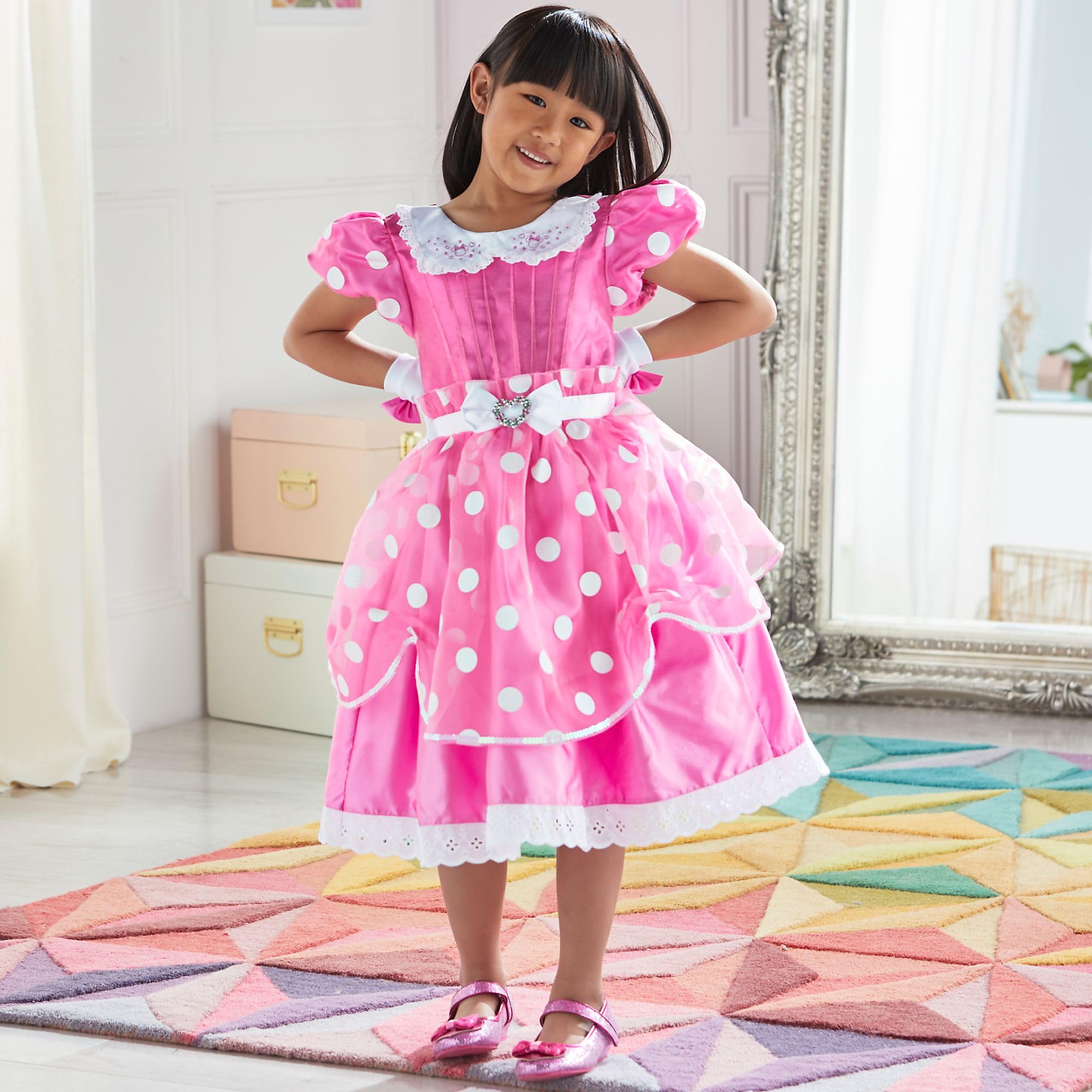 Disney Store Official, Minnie Mouse, disfraz infantil, vestido de lunares rosas con guantes para Halloween, juegos de rol y fiestas de disfraces