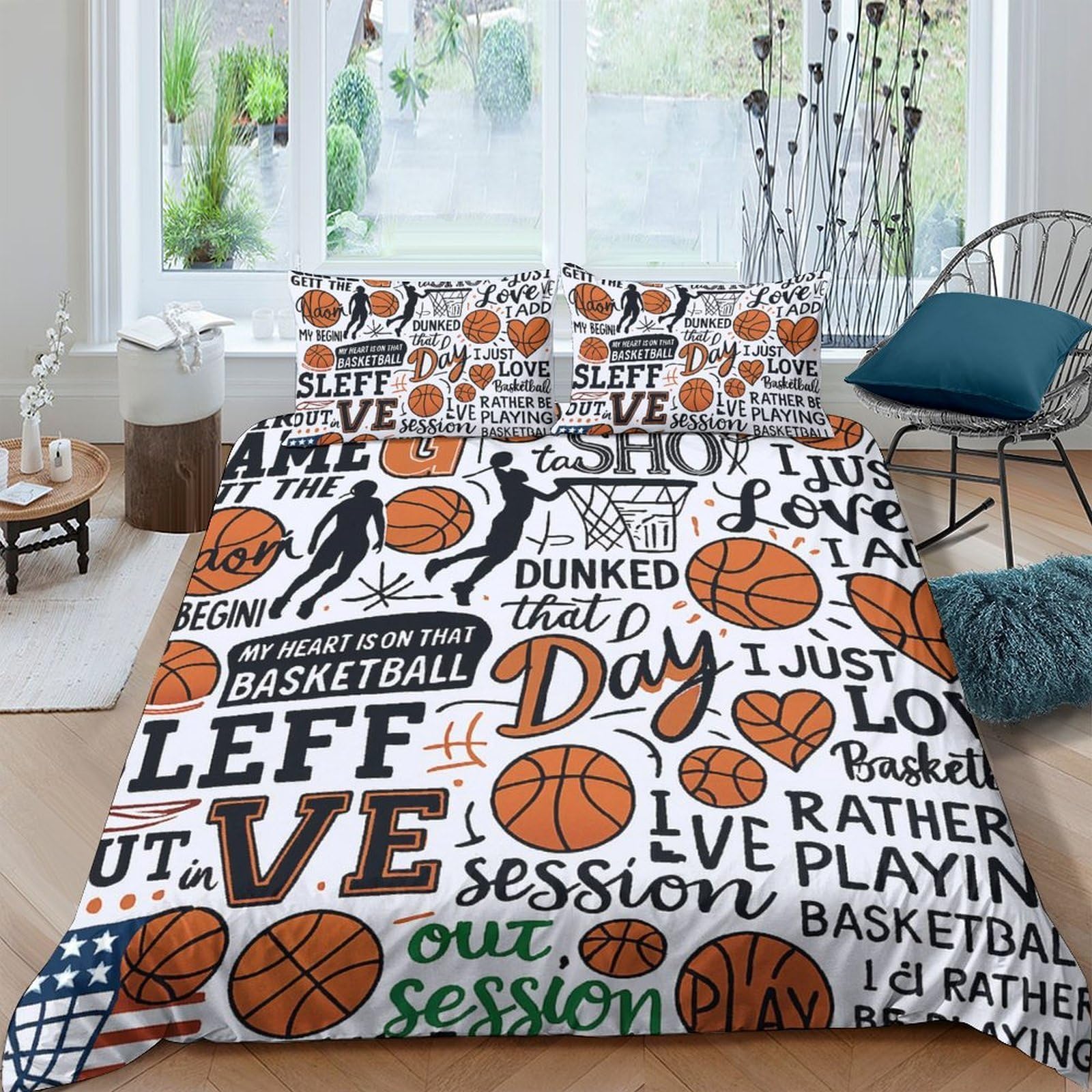Ctjqhvkz Style-3 3D Printed Basketball Graffiti Fitted Sheet Microfiber Soft Breathable Street Style Bed Cover For Bedroom Dorm Mattress Protection Decor Single（135X200cm）