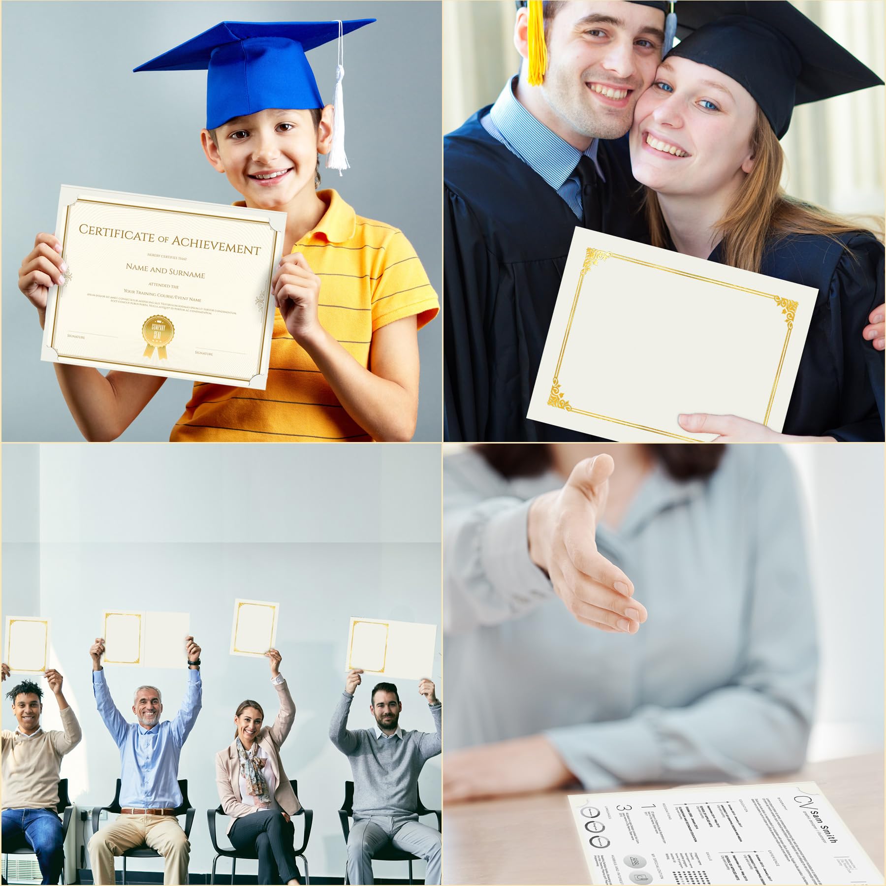 HAUTOCO Urkundenhalter 50 Stück - Marineblau Mit Goldrand Für DIN A4