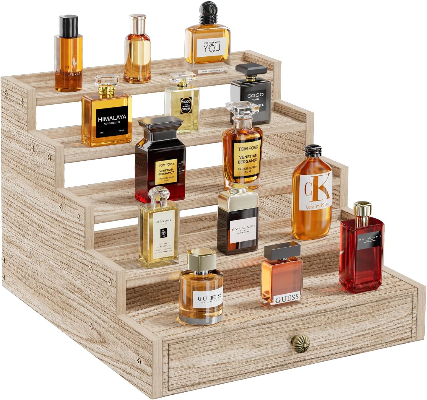 Sephyroth Wooden Cologne Organizer for Men 3 Tier of