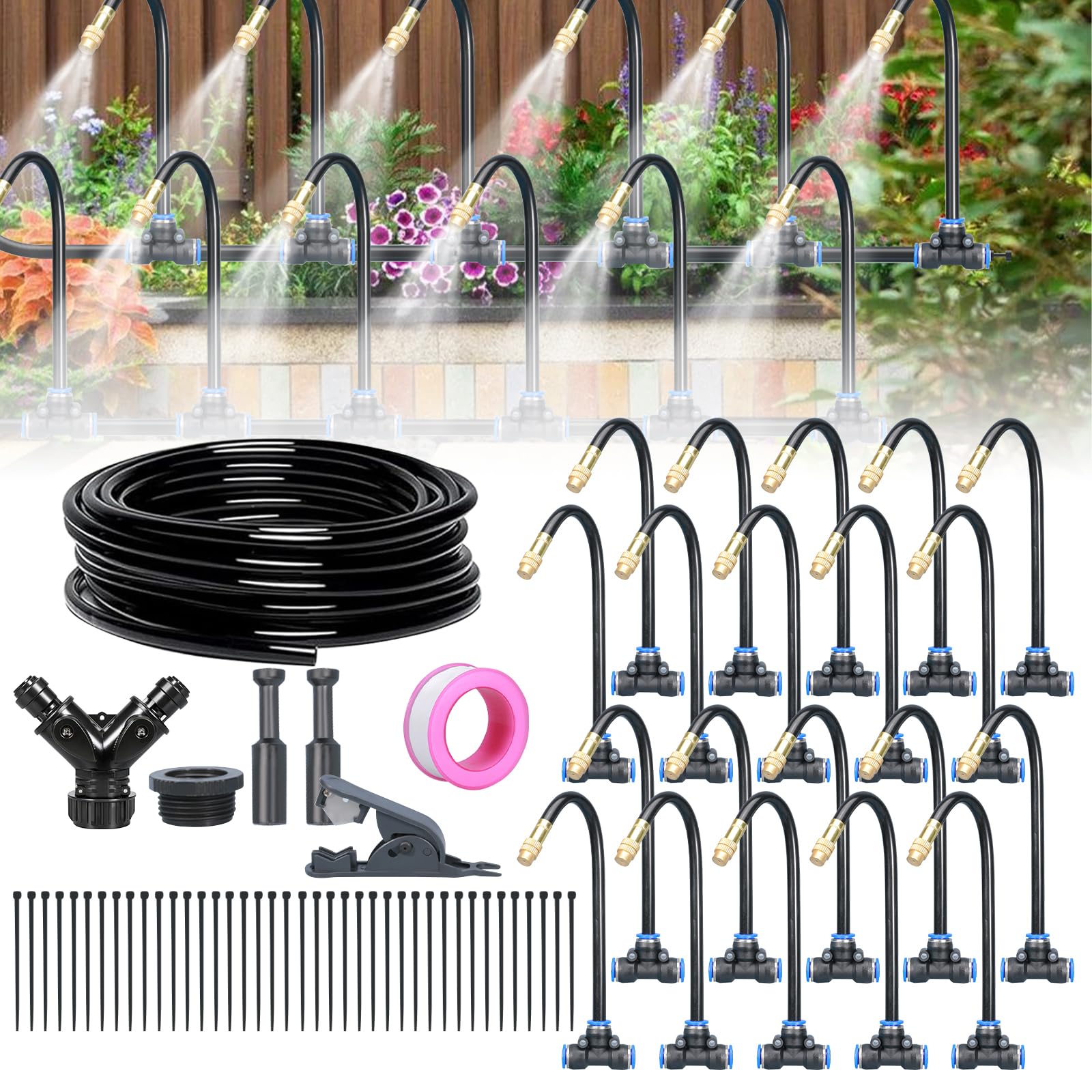 ACESOME - Sistema di irrigazione da giardino, 10 m, set di irrigazione automatico, tubi di irrigazione da giardino, irrigazione a goccia, micro drip per piante in vaso, aiuola rialzata, terrazza