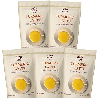 Cumin Club Turmeric Latte Golden Milk Blend with Turmeric & Spices Nourishing & Comforting Wellness Drink Just Add Milk Quick & Easy Preparation - Pack of 5 5 Lattes per Pack - 25 Total Servings