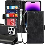 iCoverCase Compatible with iPhone 13 Mini Wallet Case with Wrist Strap, [RFID Blocking] PU Leather Kickstand Case with Credit Card Holder Magnetic Flip Cover Case (Rose Gold)