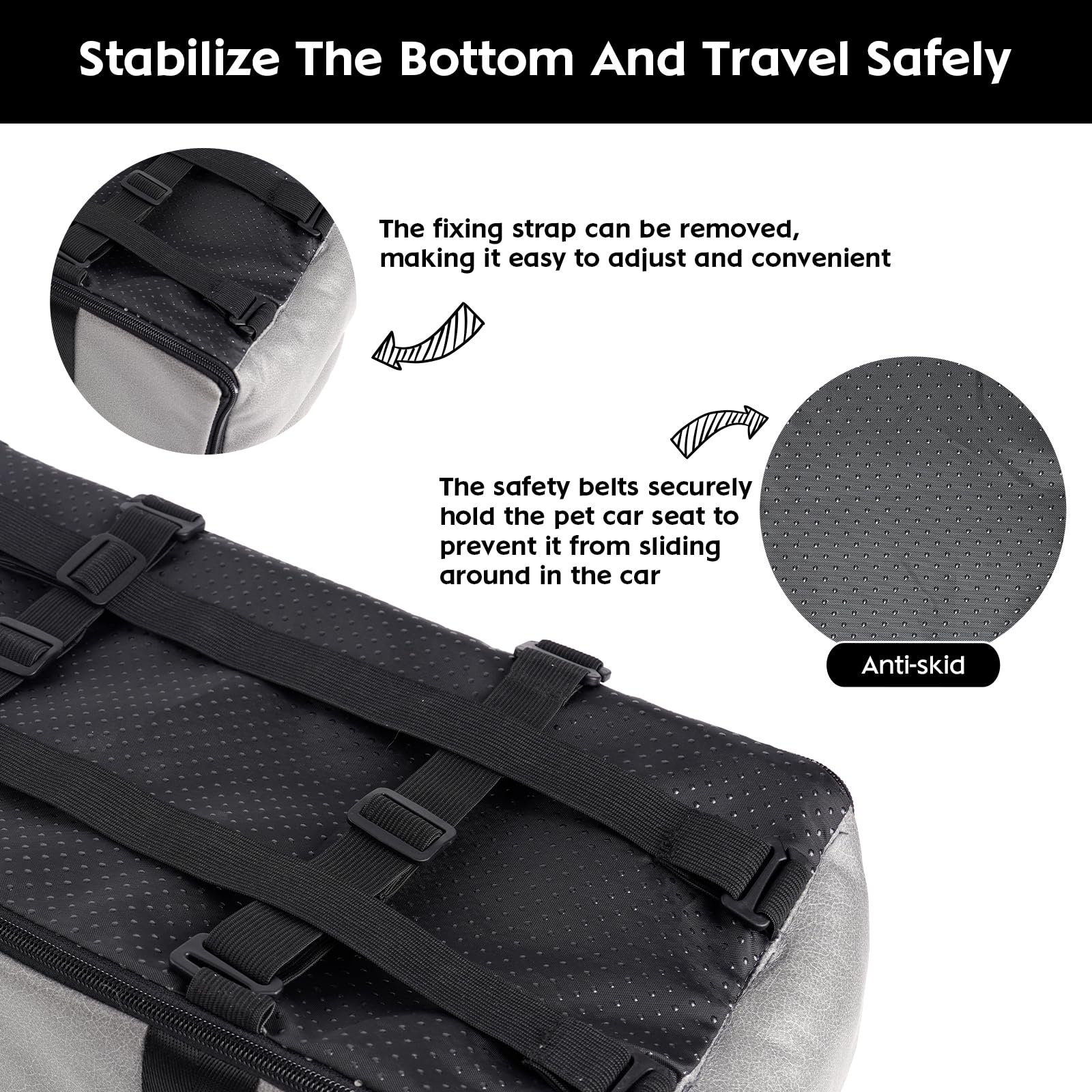 Arkyomi Hondenautostoel, middenconsole voor honden en katten, kleine stabiele hondenautostoel met riem, afneembaar, wasbaar, hondenstoel voor katten, middelgrote honden tot 6 kg, pied-de-poule patroon