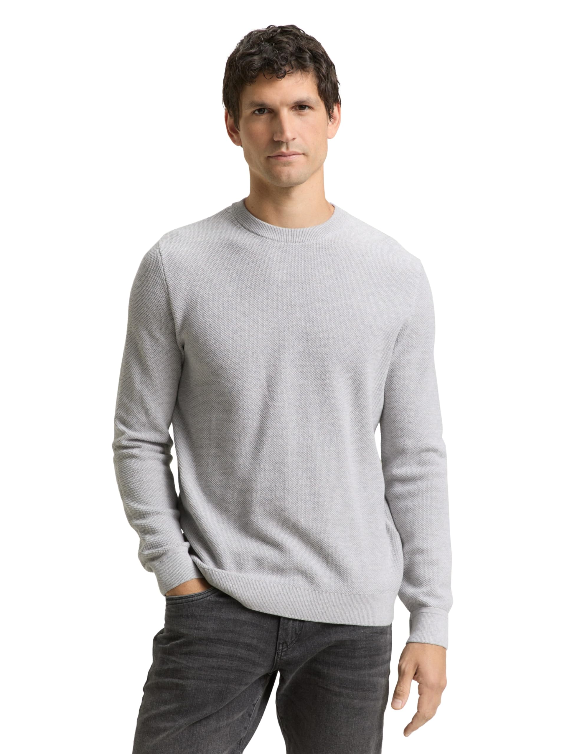 TOM TAILOR Herren Strickpullover mit Struktur