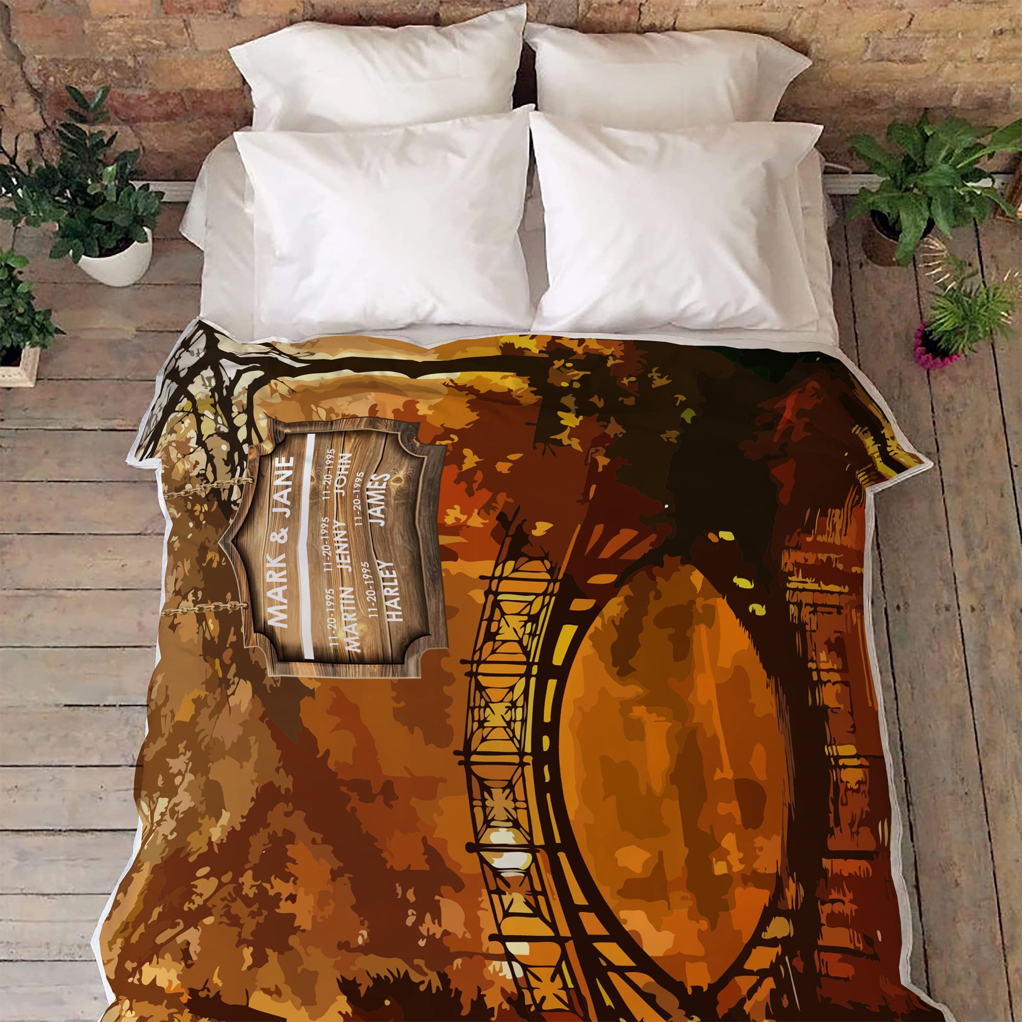 Manta personalizada de otoño familiar con nombre, fecha, manta personalizada de Acción de Gracias, regalo personalizado, manta de otoño, regalo personalizado, manta de mamá, regalo para papá, manta