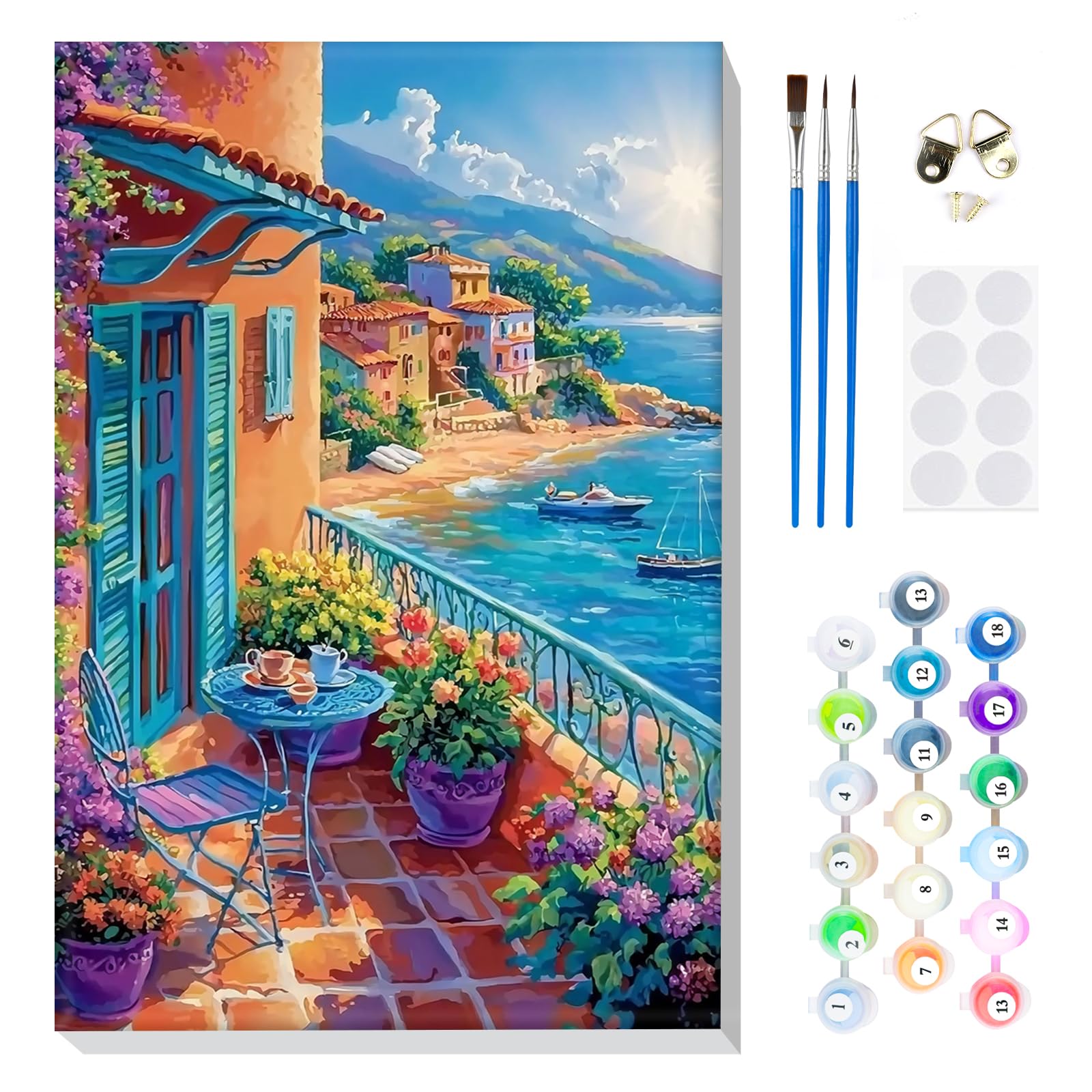 Kit Peinture Par Numéros Adulte - 40x50 Cm - Chat - Toile, Peintures Et Pinceaux Inclus - Activité Relaxante Et Créative - 7